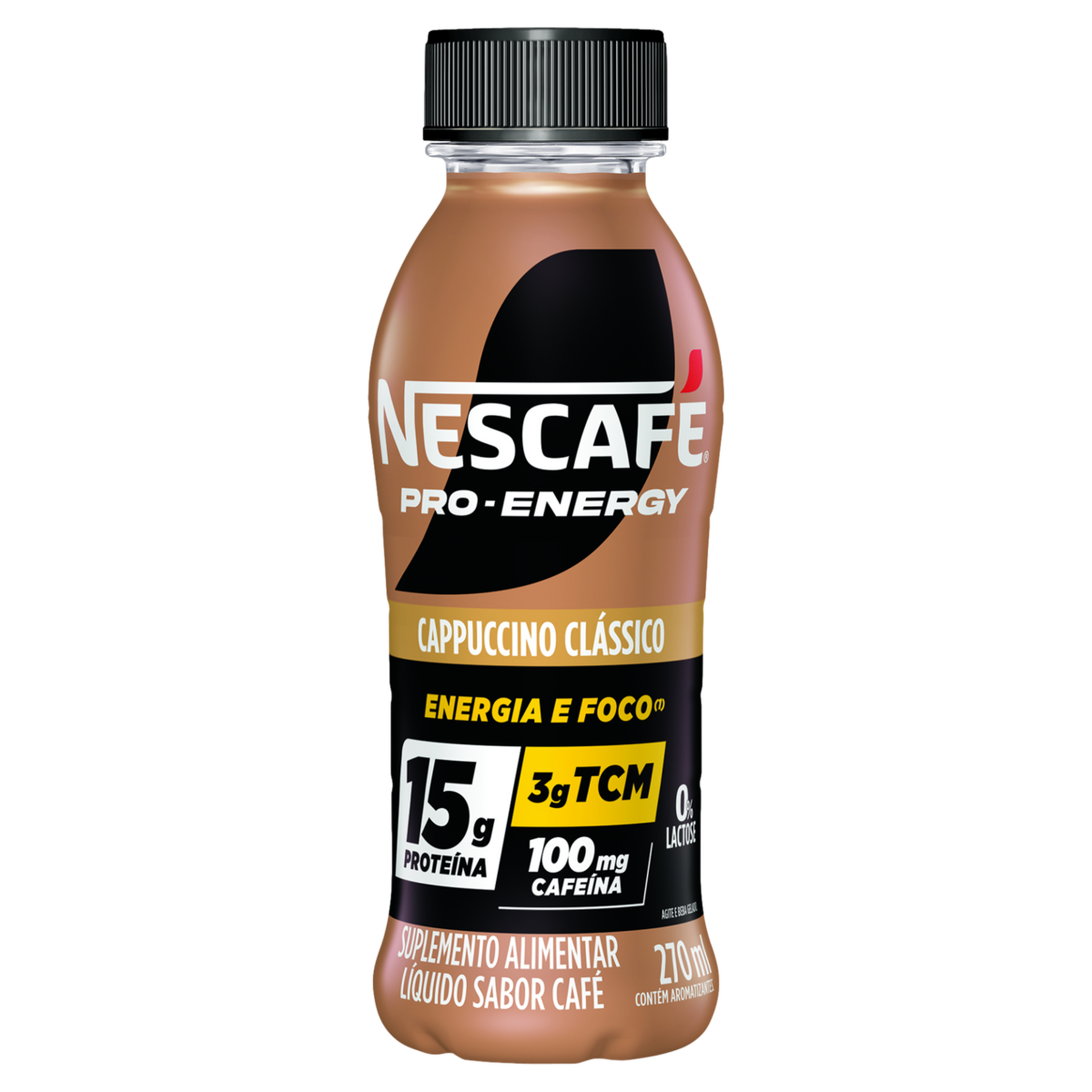 Suplemento L&iacute;quido Cappuccino Cl&aacute;ssico Zero Lactose Nescaf&eacute; Pro-Energy Frasco 270ml