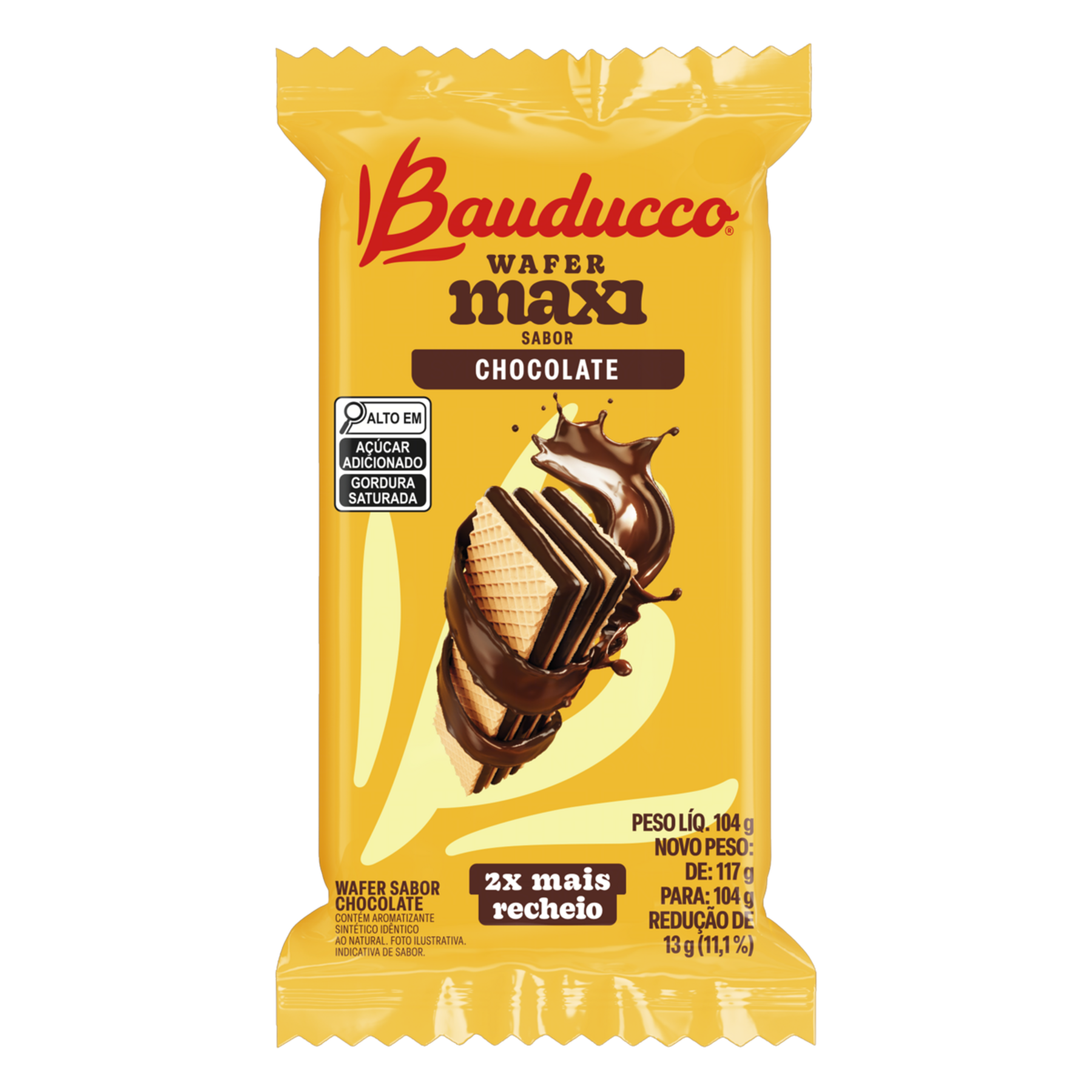 Biscoito Wafer Recheio Chocolate Bauducco Maxi Pacote 104g