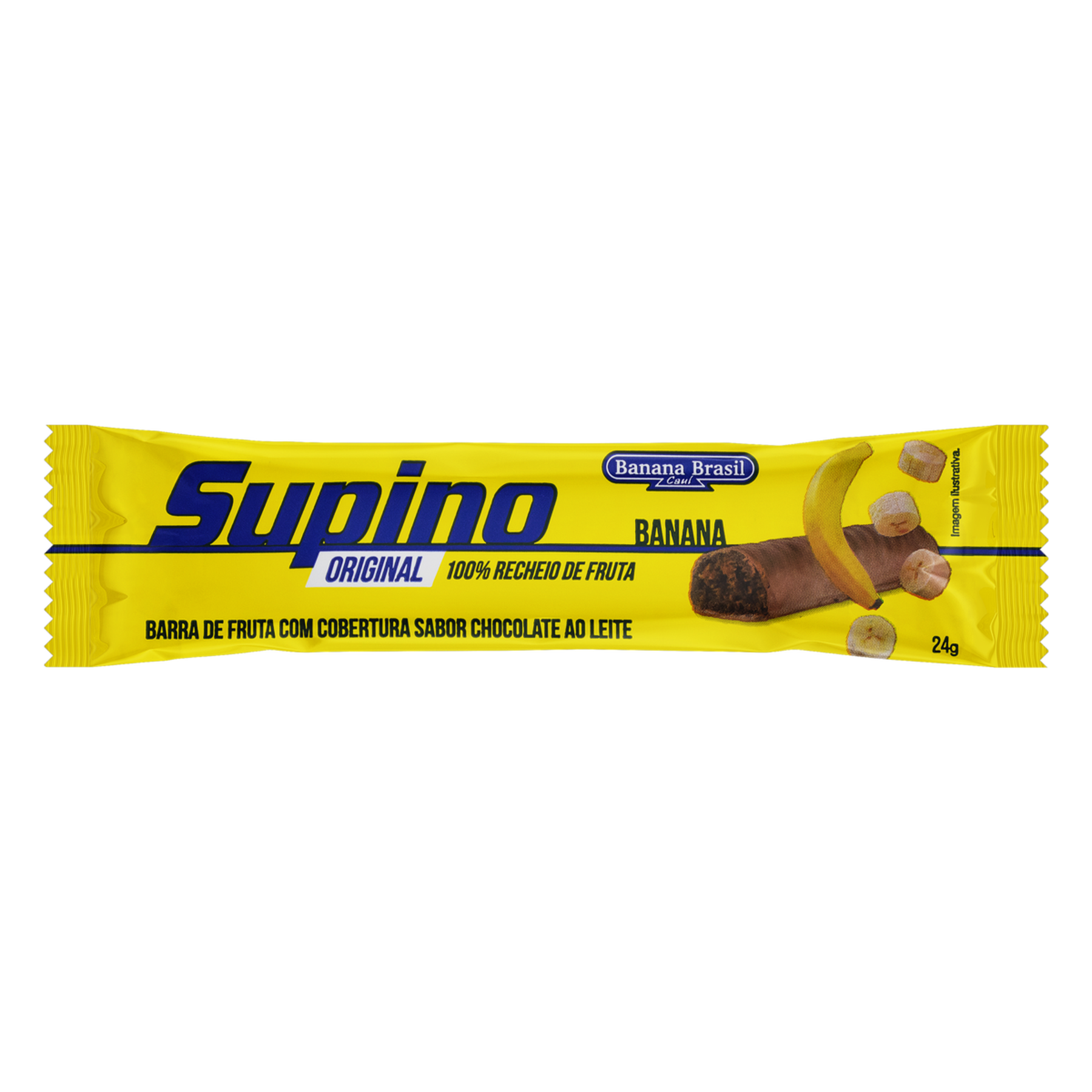 Barra de Frutas Banana Cobertura Chocolate ao Leite Supino Original Pacote 24g&nbsp;