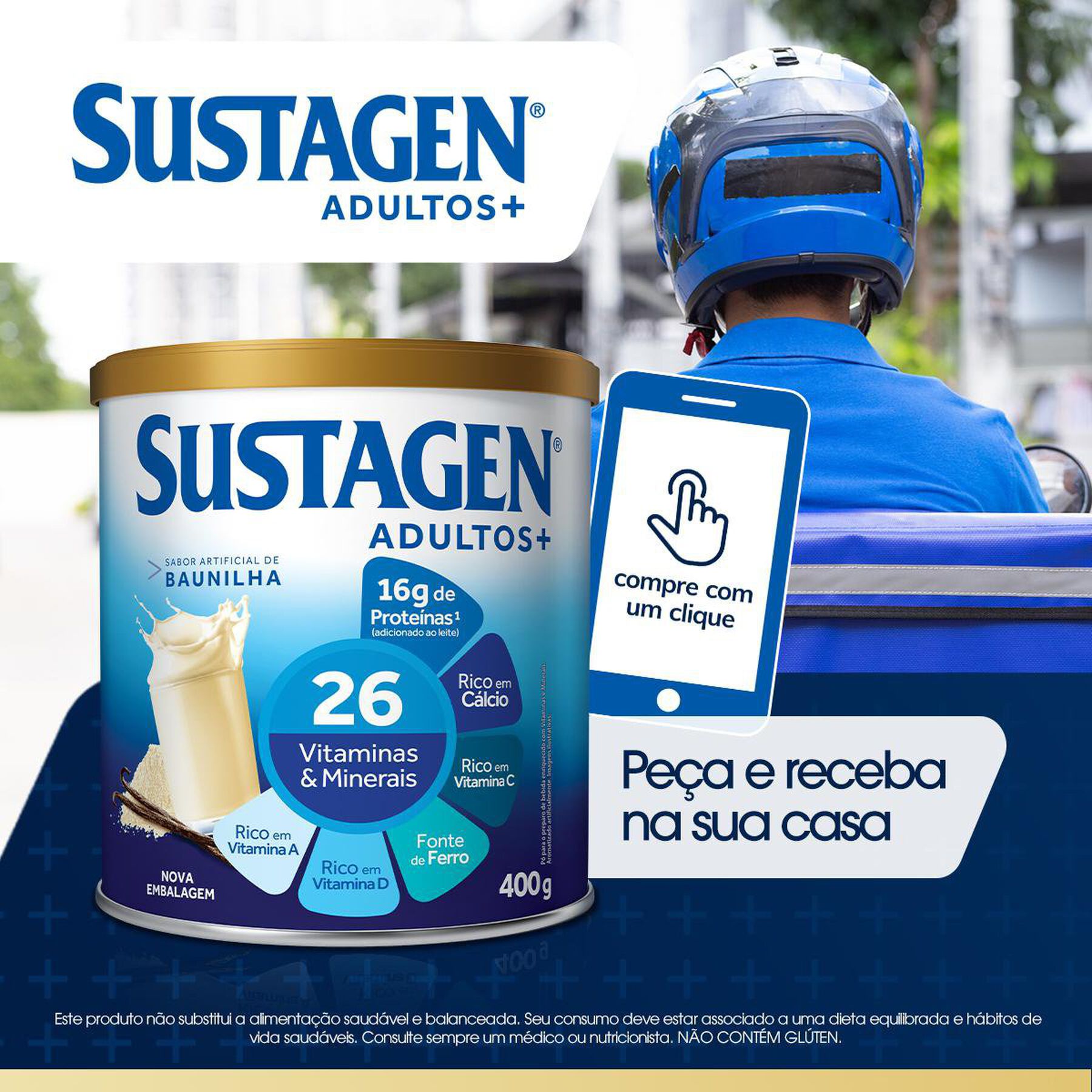 Complemento Alimentar Baunilha Sustagen Adultos+ Lata 400g