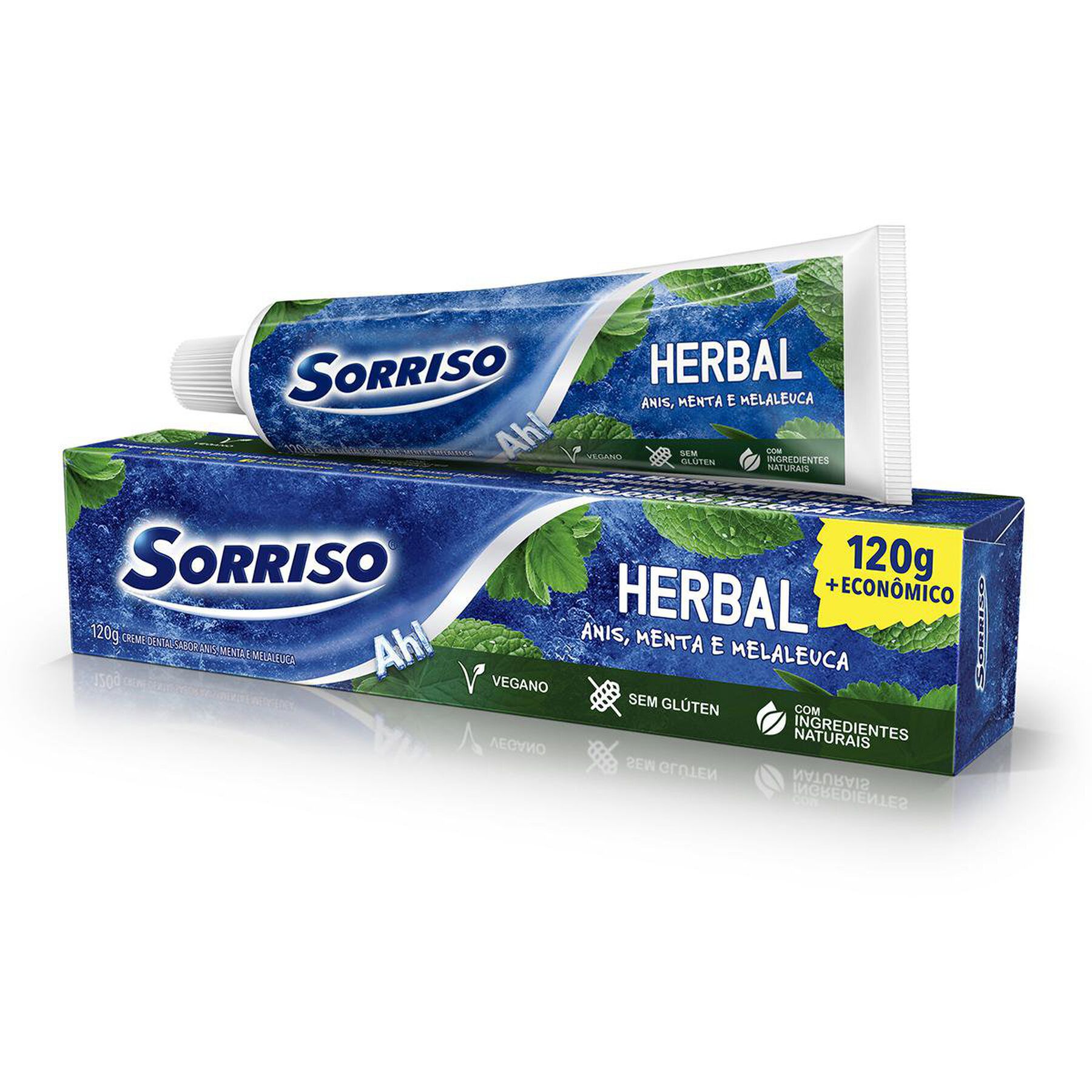 Creme Dental Anis, Menta e Melaleuca Herbal Sorriso Caixa 120g - Embalagem + Econômico