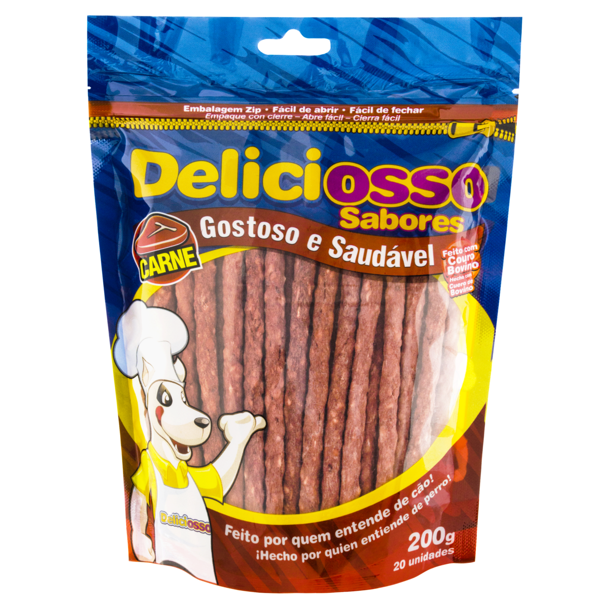 Palito Mastig&aacute;vel para C&atilde;es Adultos Deliciosso 200g 20 Unidades