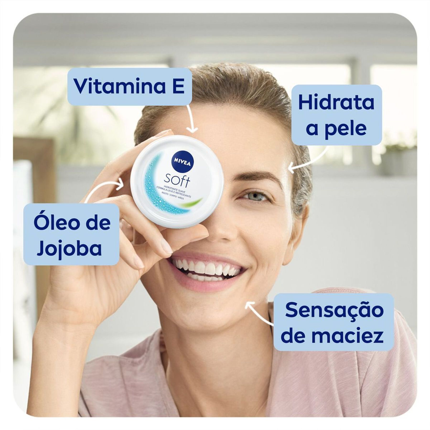 Hidratante Suave para Rosto, Corpo e M&atilde;os Nivea Soft Pote 98g&nbsp;