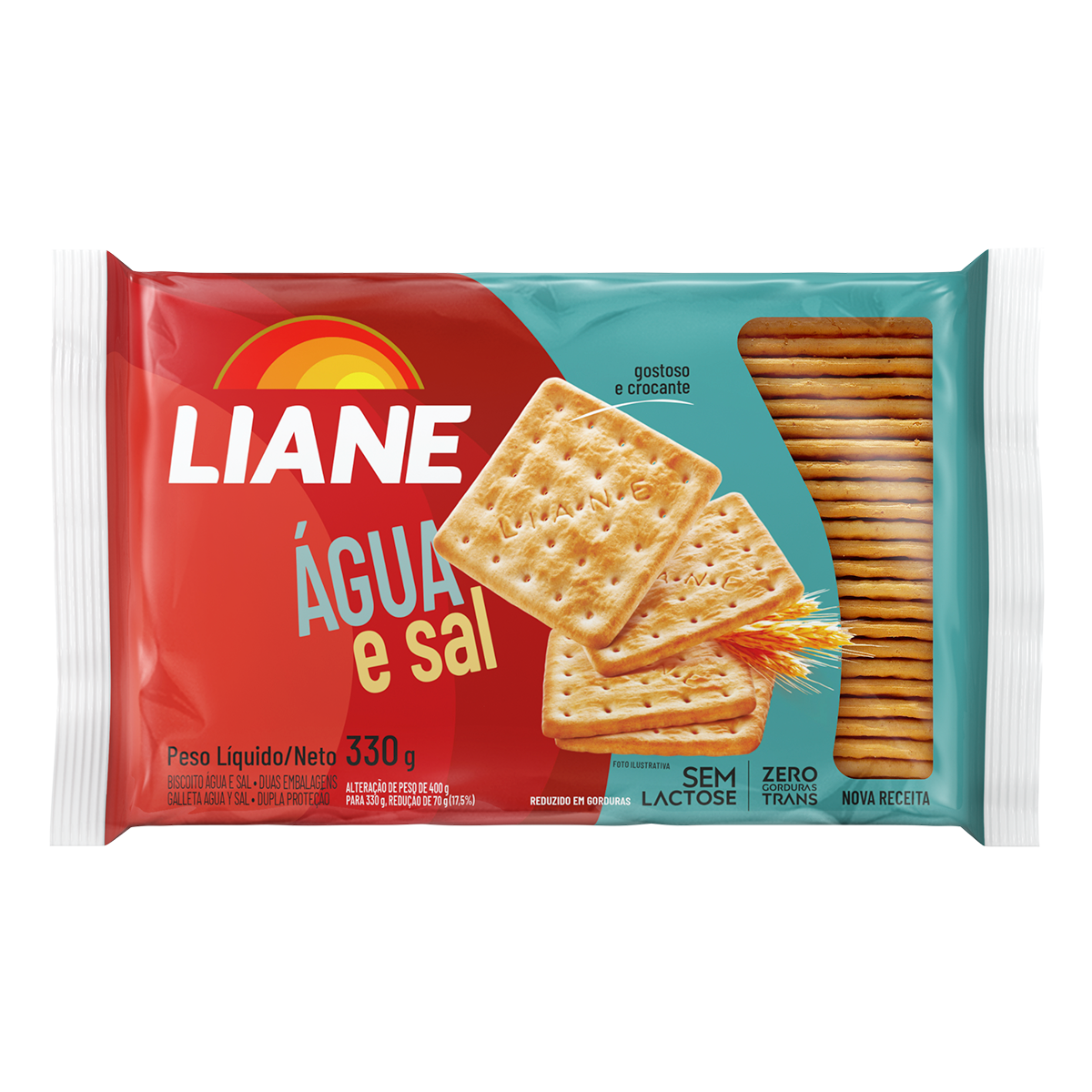 Biscoito &Aacute;gua e Sal Liane Pacote 330g