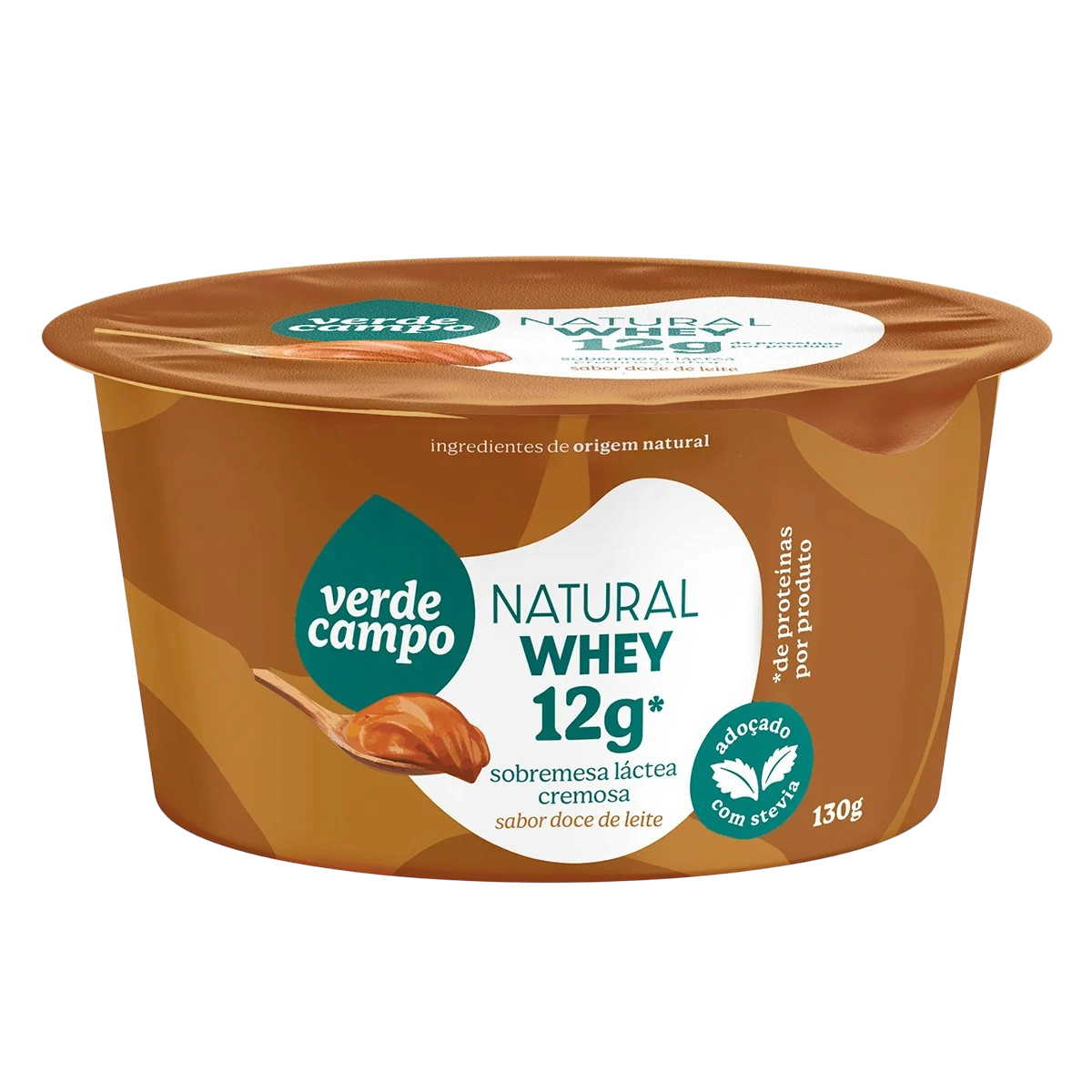 Sobremesa L&aacute;ctea Cremosa Doce de Leite Natural Whey 12g Verde Campo Pote 130g