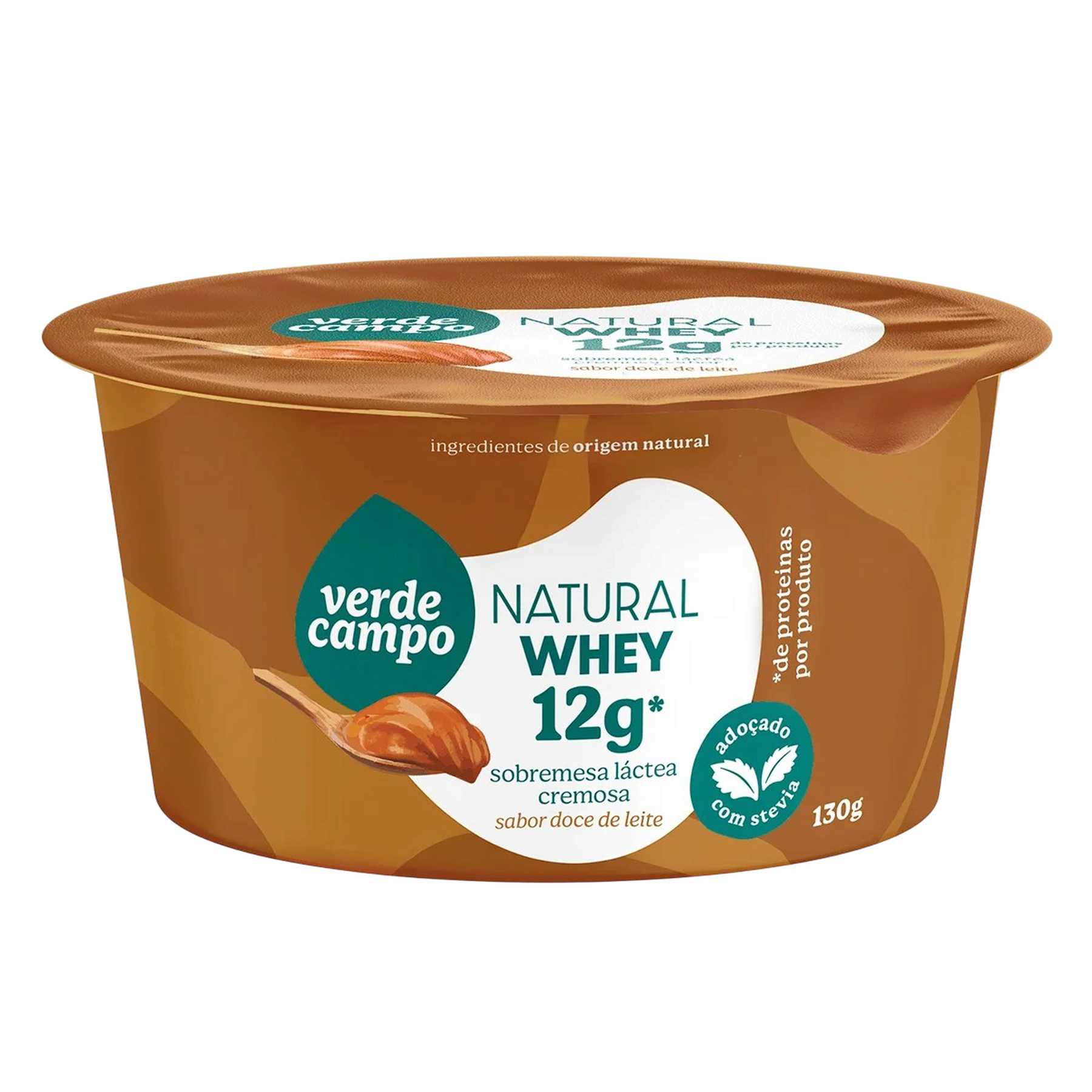 Sobremesa L&aacute;ctea Cremosa Doce de Leite Natural Whey 12g Verde Campo Pote 130g