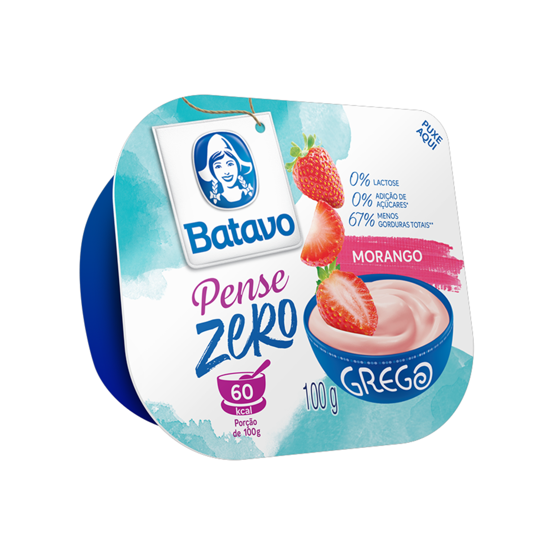 Iogurte Grego Morango Zero Lactose Batavo Pense Zero Pote 100g