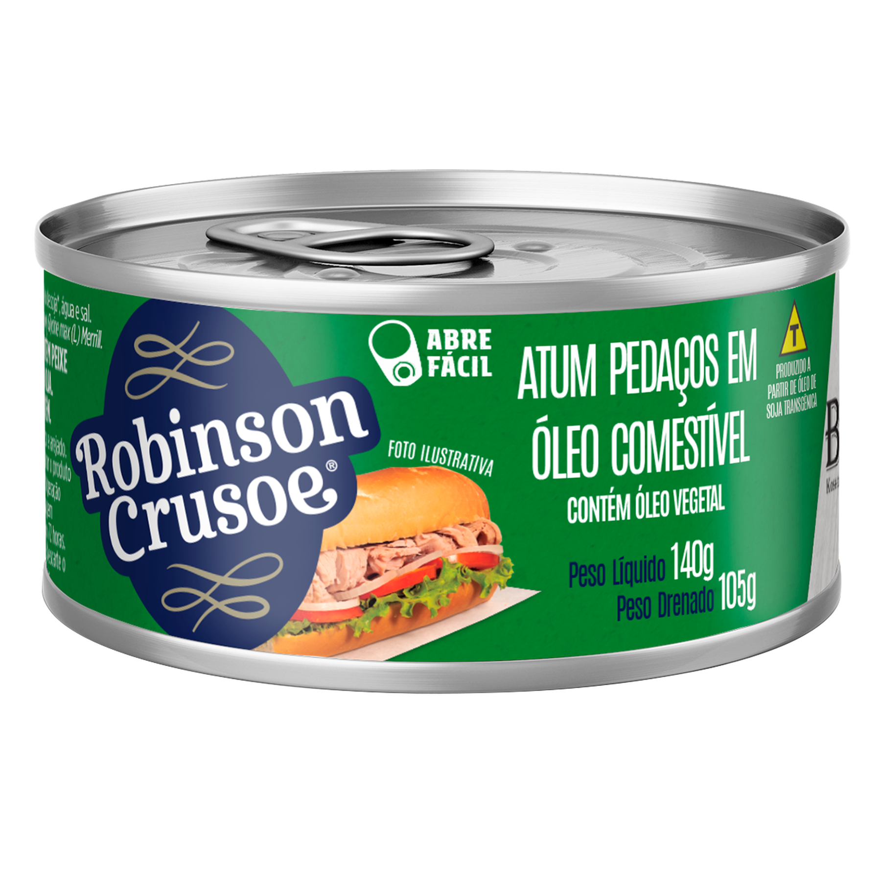 Atum em Peda&ccedil;os em &Oacute;leo Robinson Crusoe Lata 105g