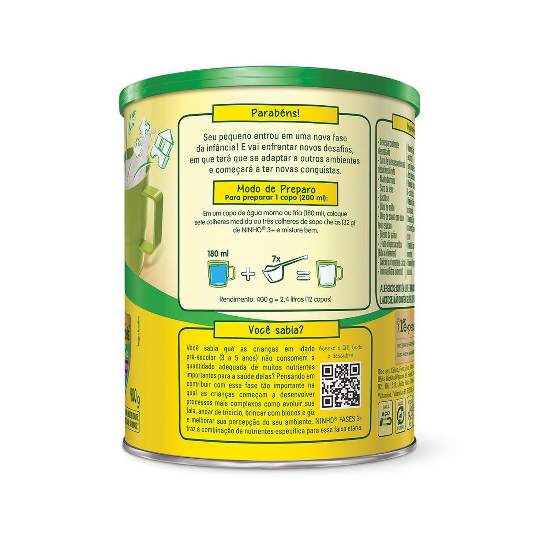 Composto Lácteo Ninho Fases 3+ Lata 400g
