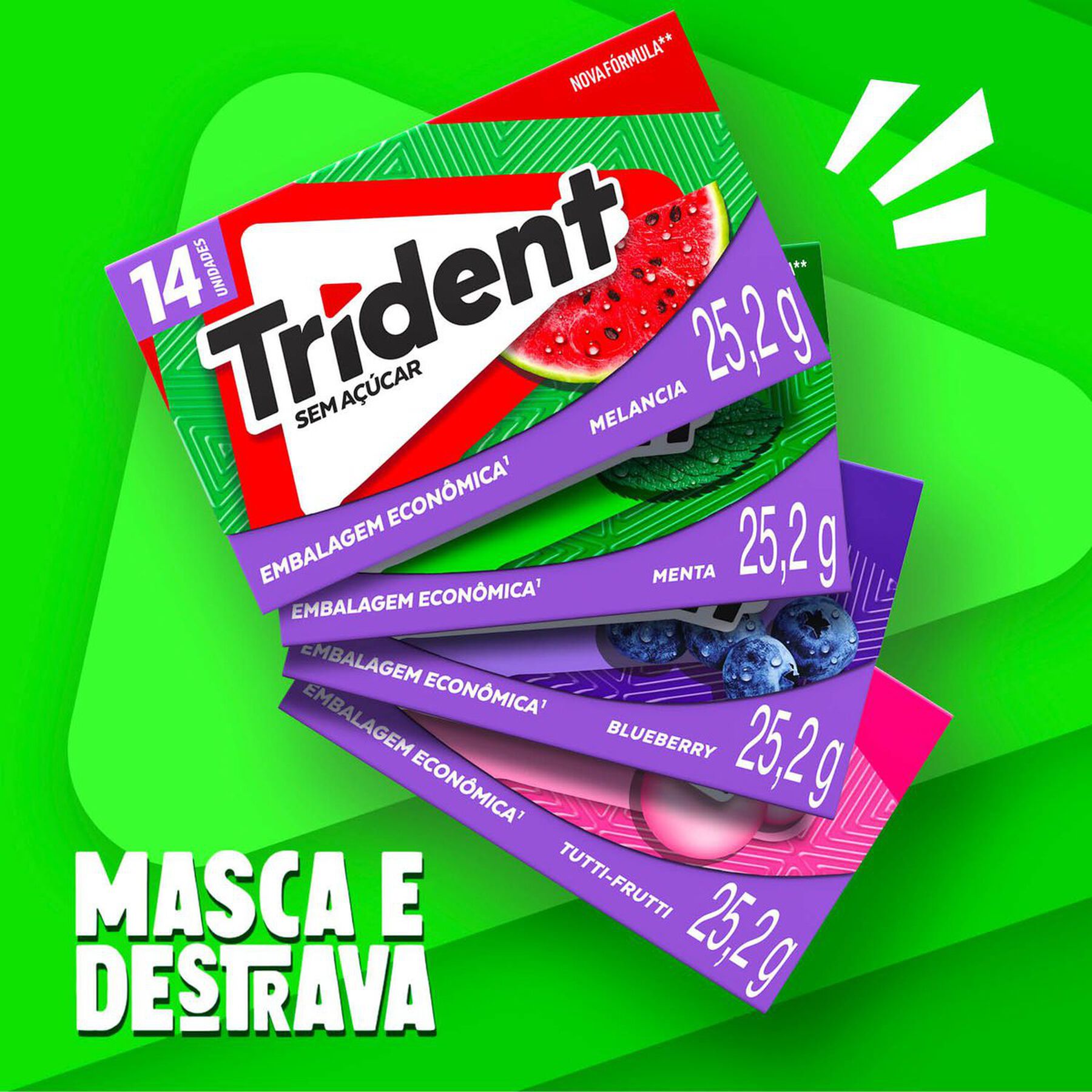 Chiclete Trident Melancia 25,2g - Embalagem Econômica 14 unid.