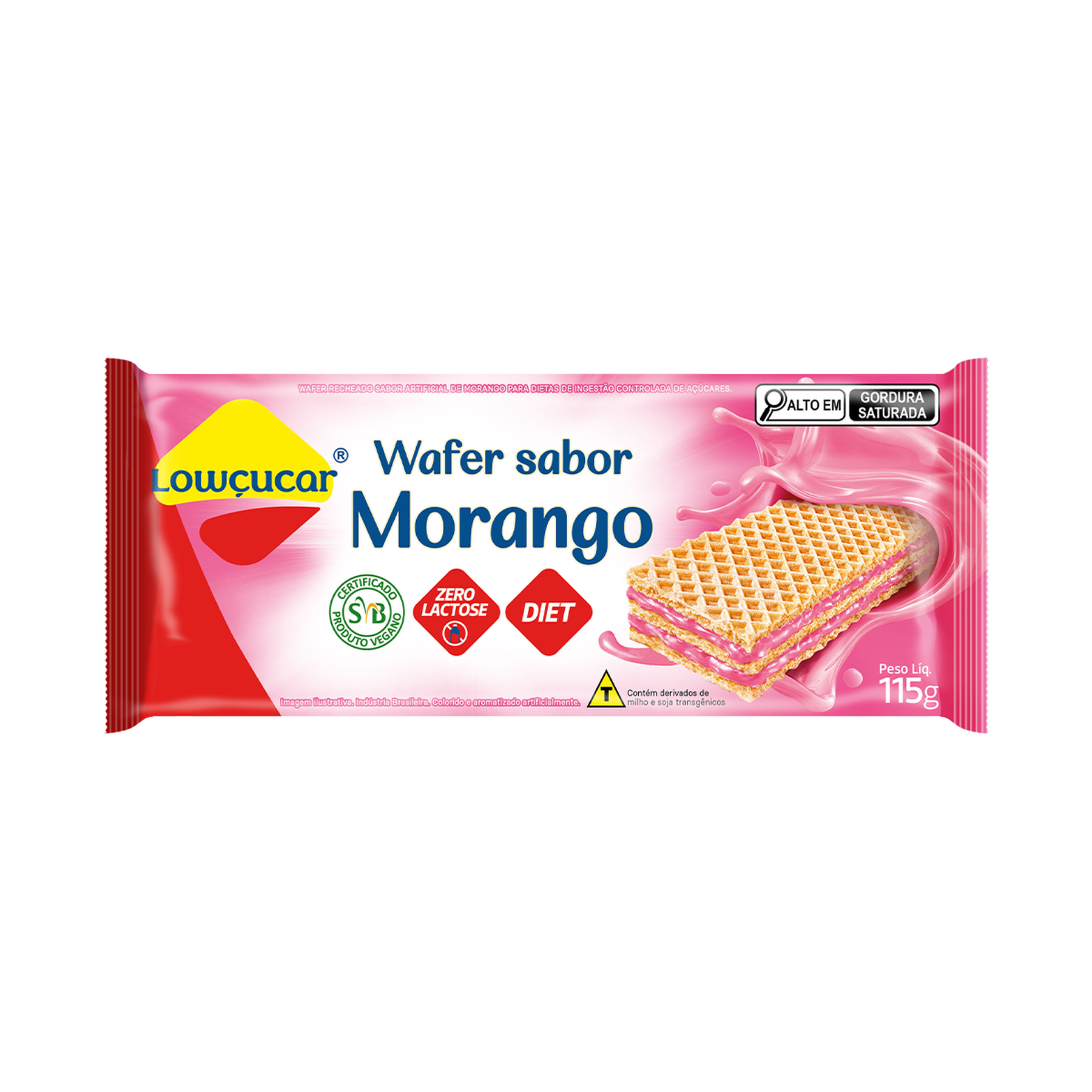 Biscoito Wafer Recheio Morango Zero Lactose Lowçucar Pacote 115g