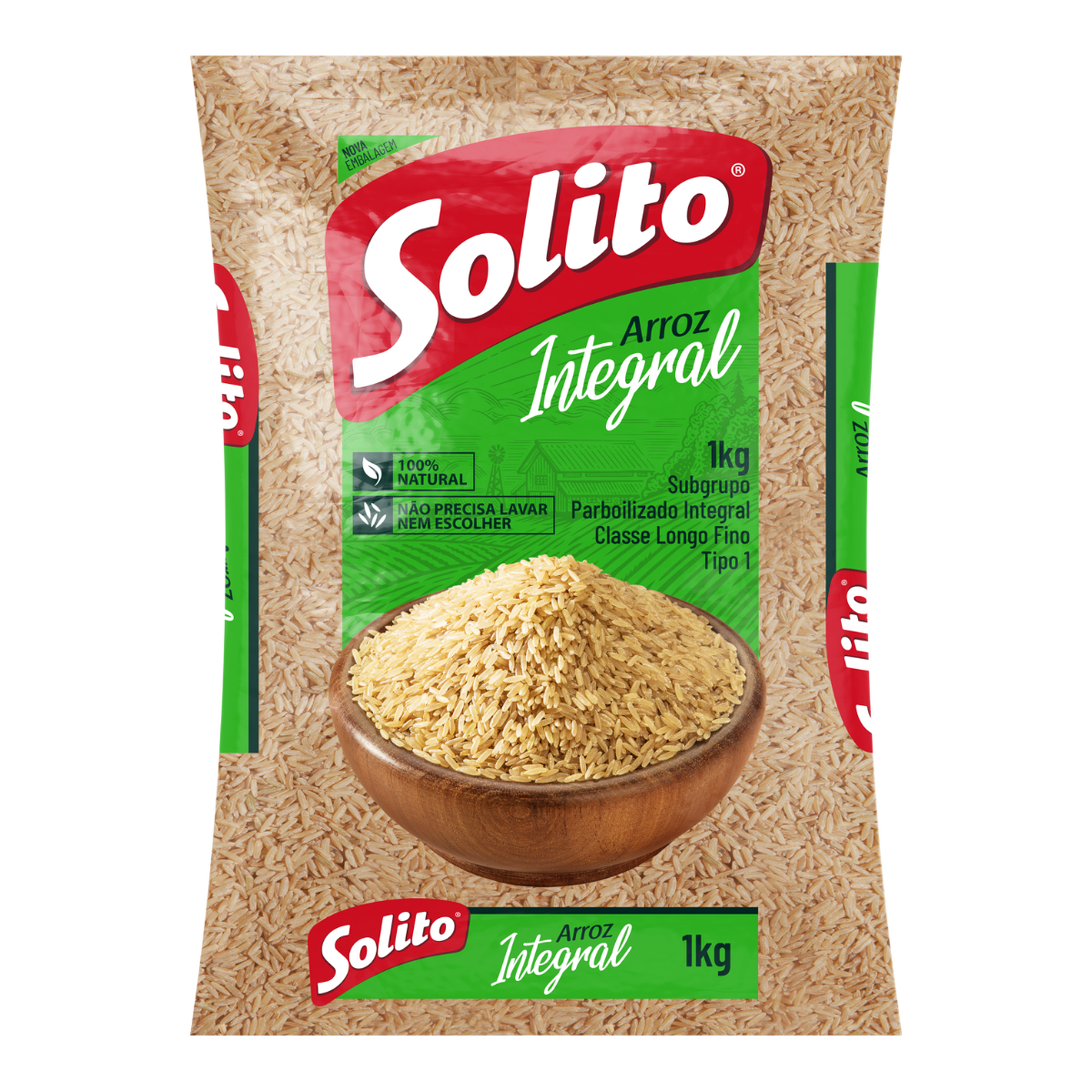 Arroz Parboilizado Integral Solito Tipo 1 Pacote 1kg