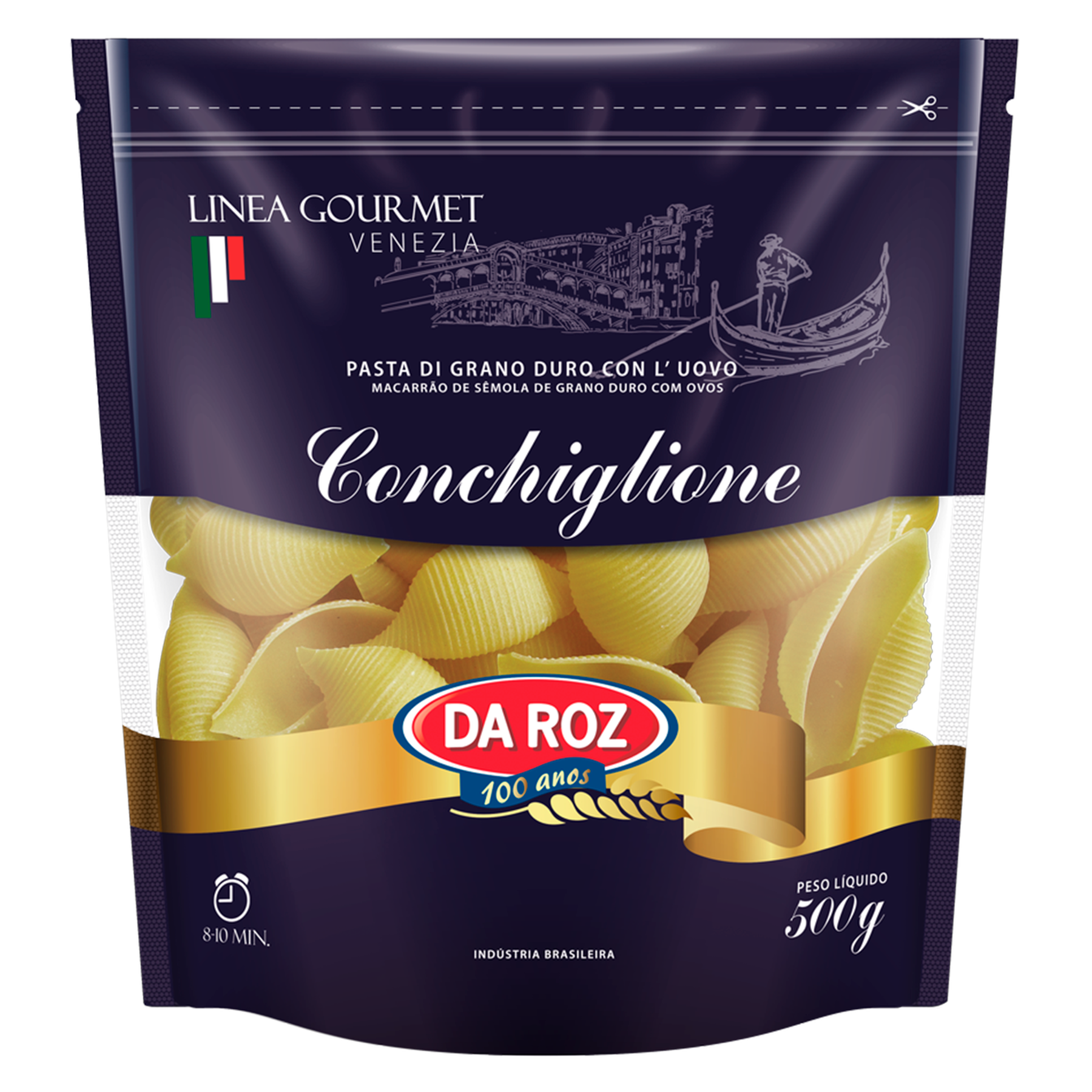Macarr&atilde;o Grano Duro com Ovos Conchiglione Da Roz Pacote 500g