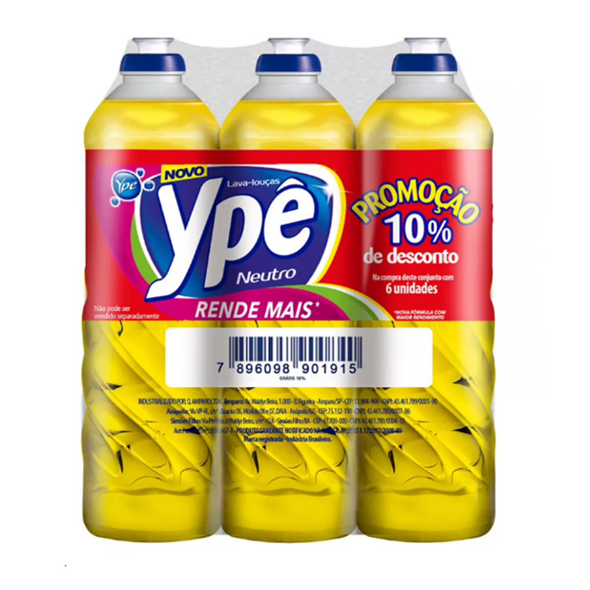 Detergente L&iacute;quido Yp&ecirc; Neutro 500ml Com 6 10% Desconto