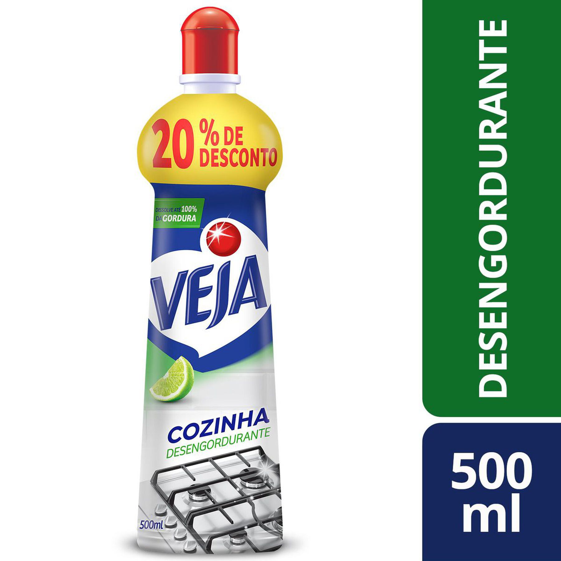 Limpador Desengordurante Cozinha Limão Veja Squeeze 500ml Grátis 20% de Desconto