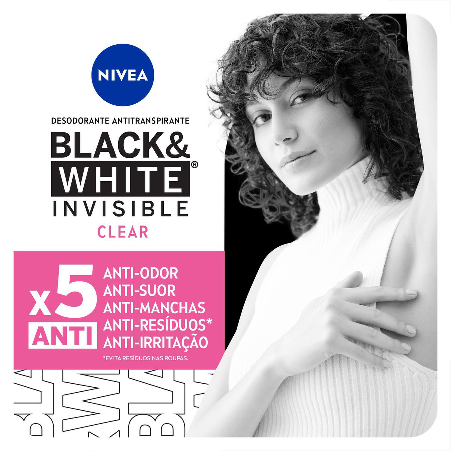 Antitranspirante Aerossol Black e White Invisible Clear Nivea 200ml - Embalagem Econômica