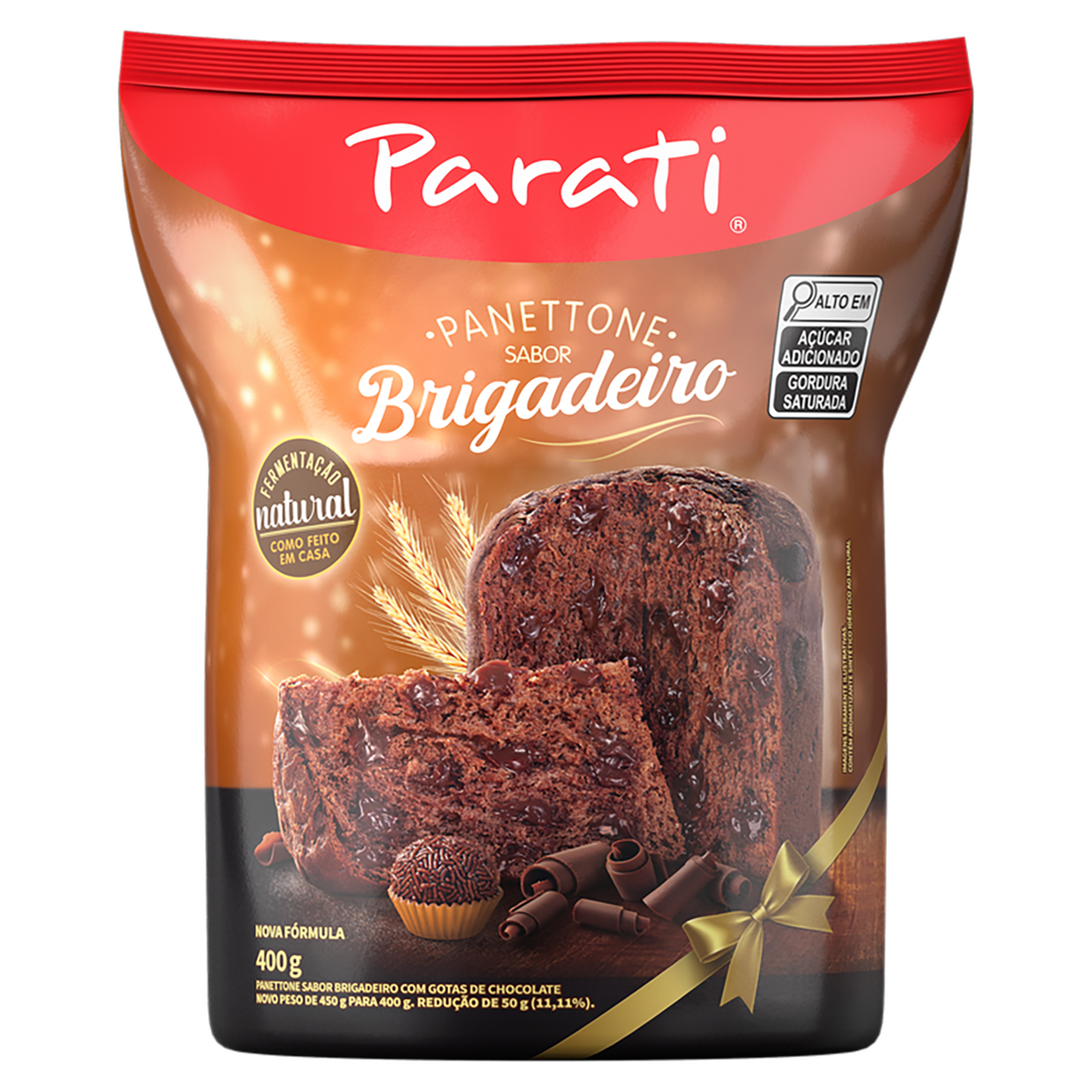 Panettone Brigadeiro com Gotas de Chocolate Parati Pacote 400g
