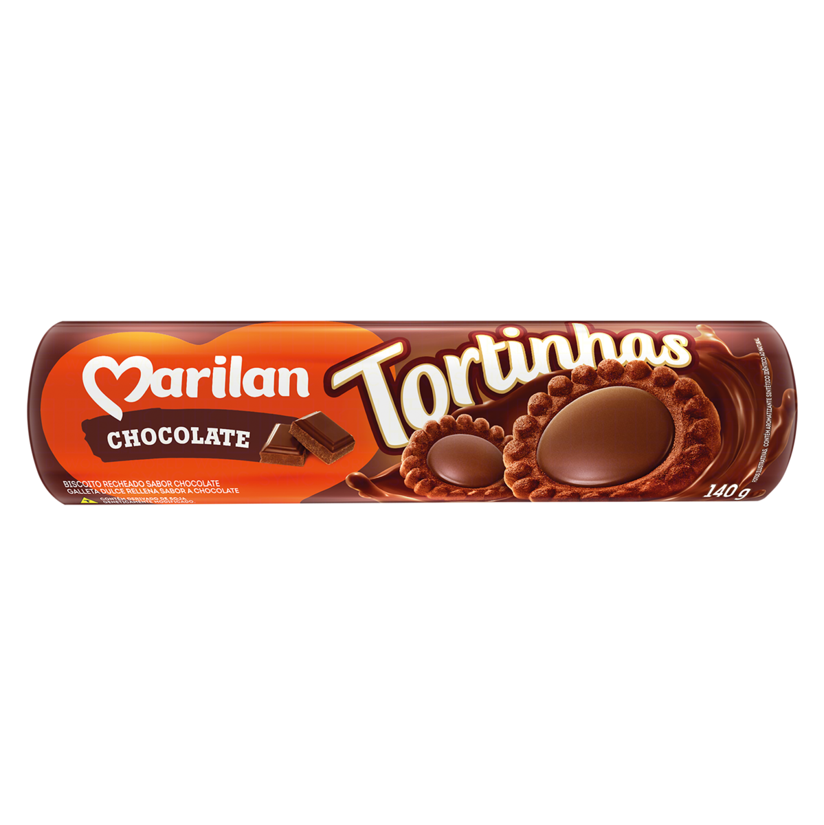 Biscoito Recheado Chocolate Tortinhas Marilan Pacote 140g
