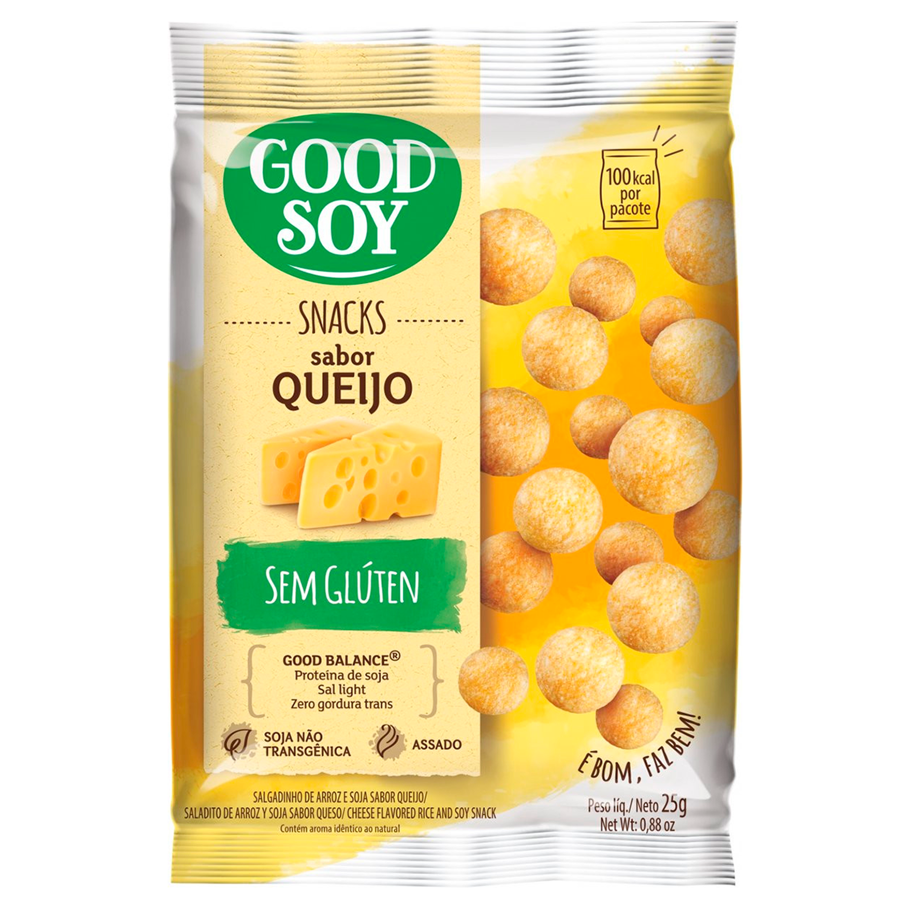 Snack Queijo Sem Gl&uacute;ten Good Soy Pacote 25g