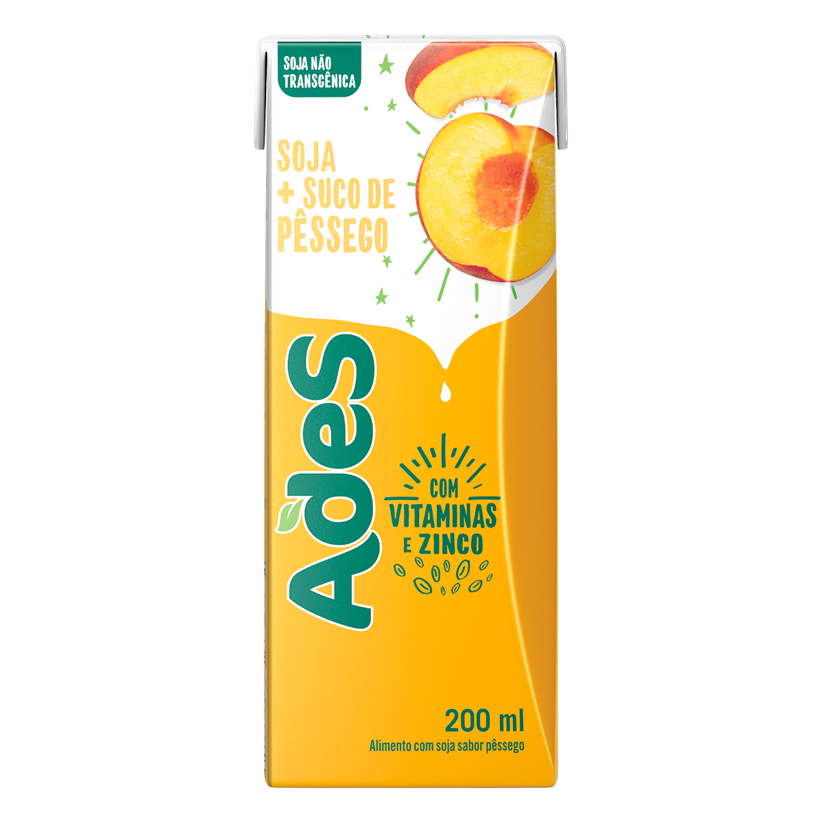 Bebida &agrave; Base de Soja P&ecirc;ssego Ades 200ml