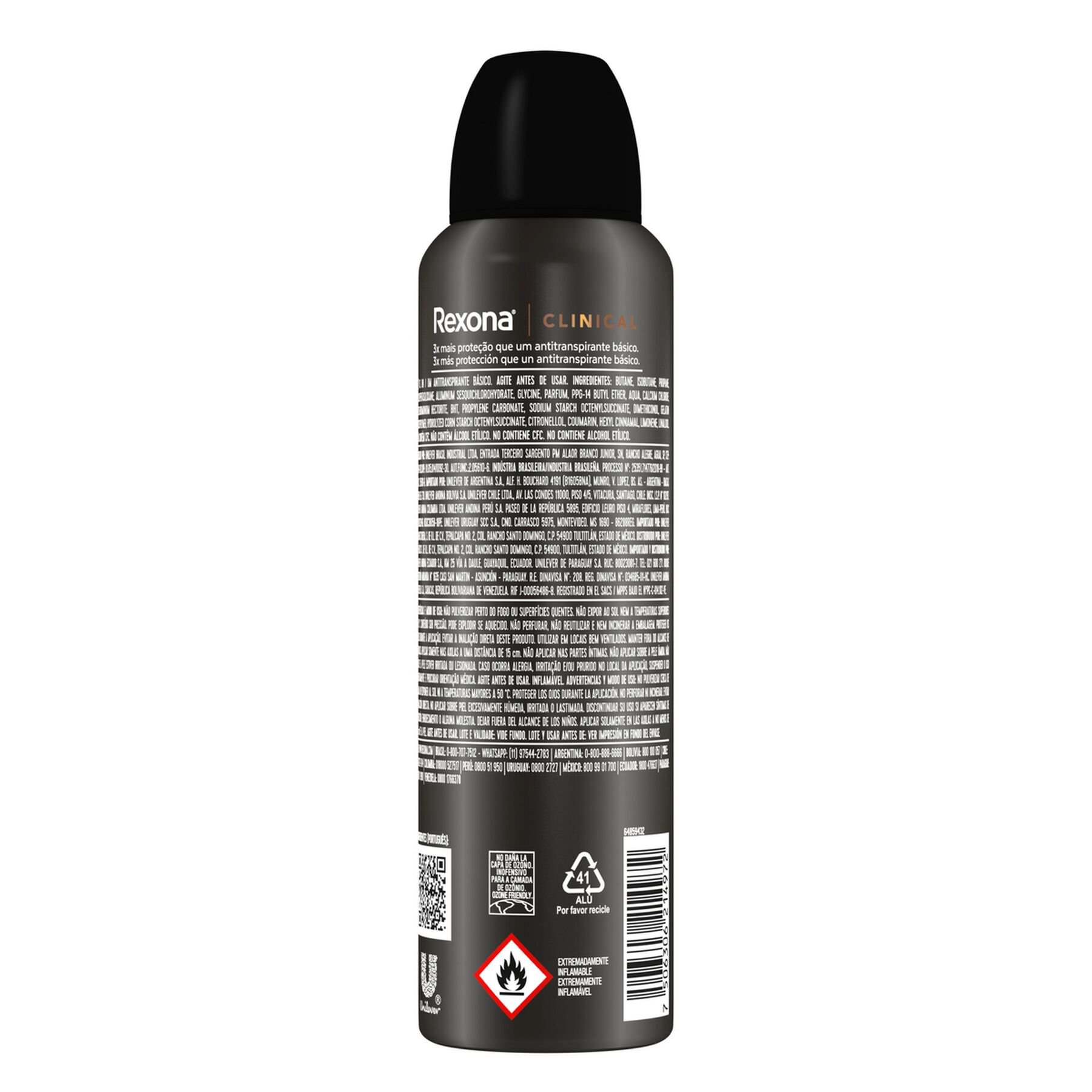 Antitranspirante Aerossol Clean Rexona Clinical Men 150ml