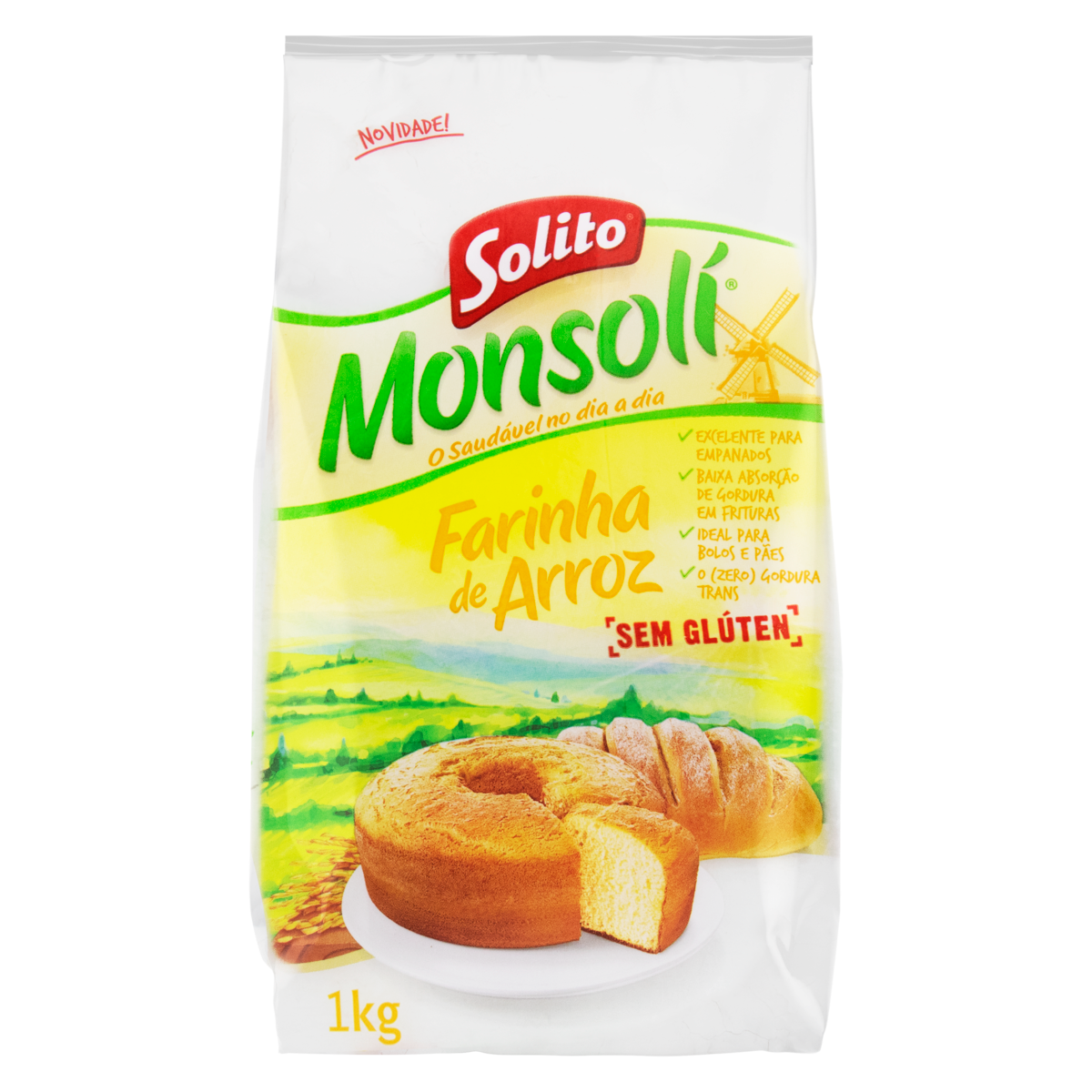 Farinha de Arroz Zero Gl&uacute;ten Solito Pacote 1kg