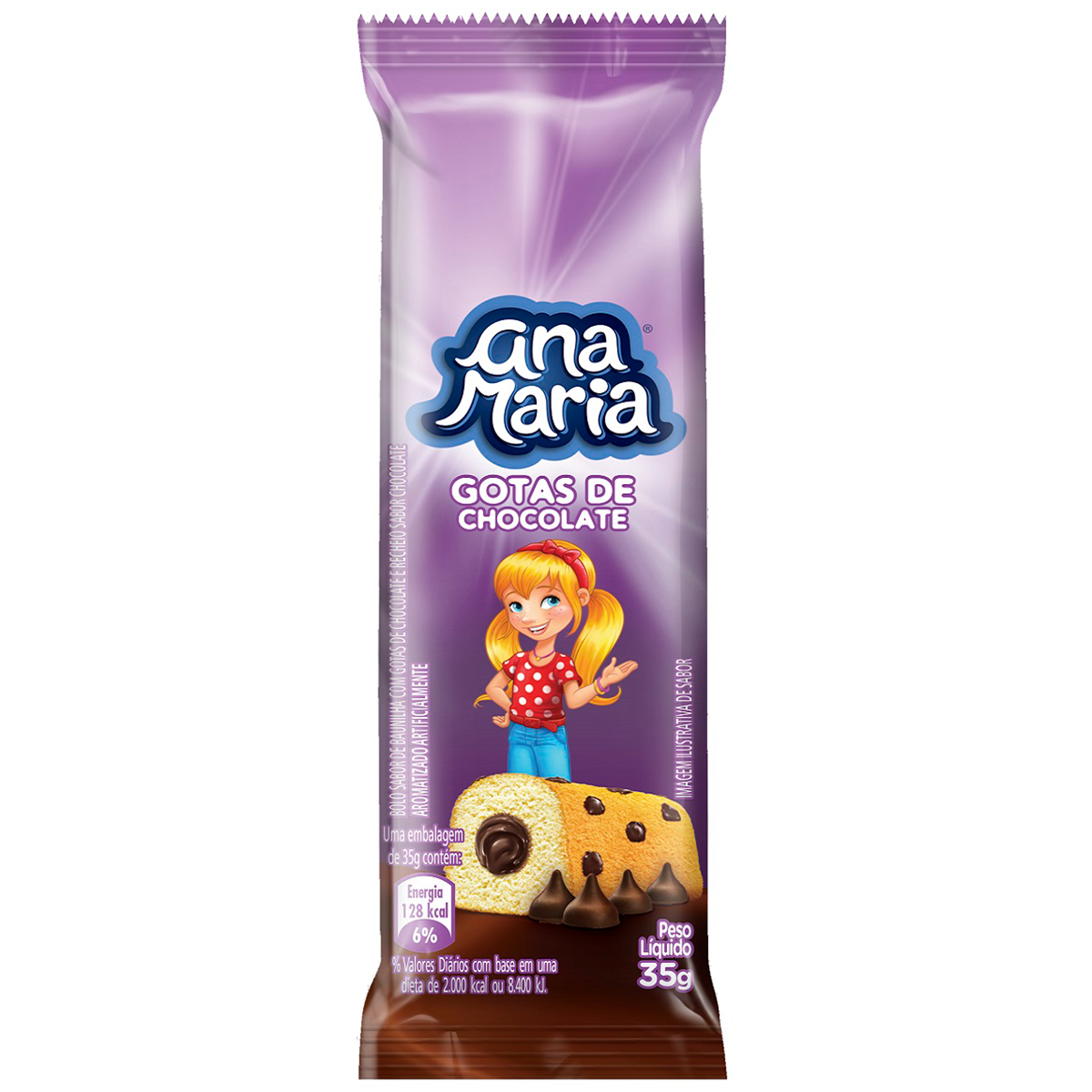 Bolo Baunilha com Gotas de Chocolate Ana Maria 35g&nbsp;