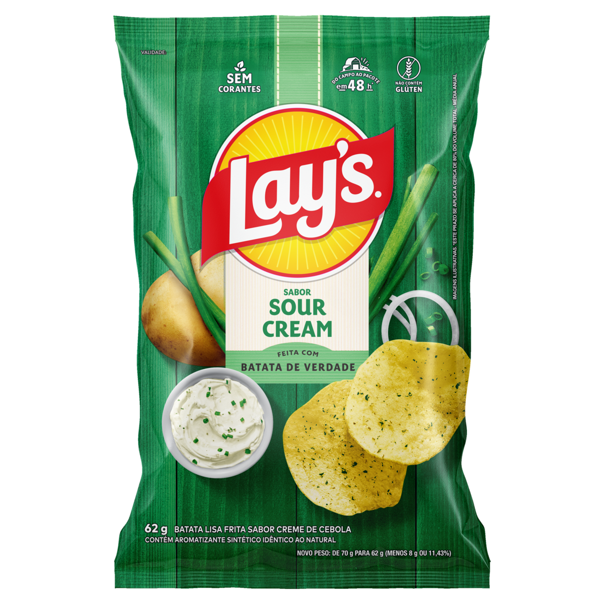 Batata Frita Lisa Sour Cream Lay's Pacote 62g