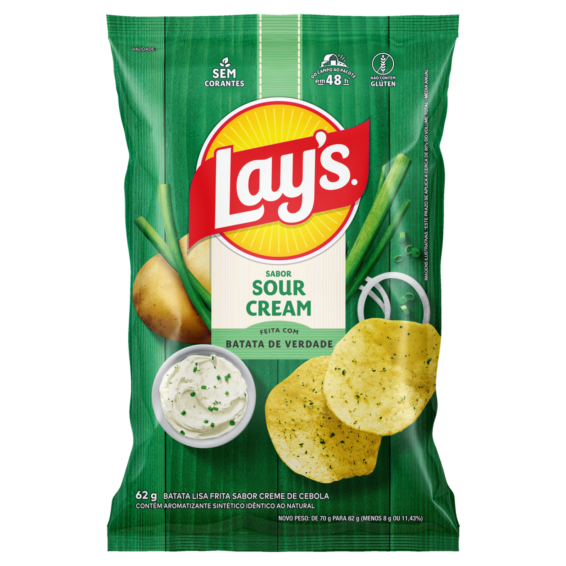 Batata Frita Lisa Sour Cream Lay's Pacote 62g