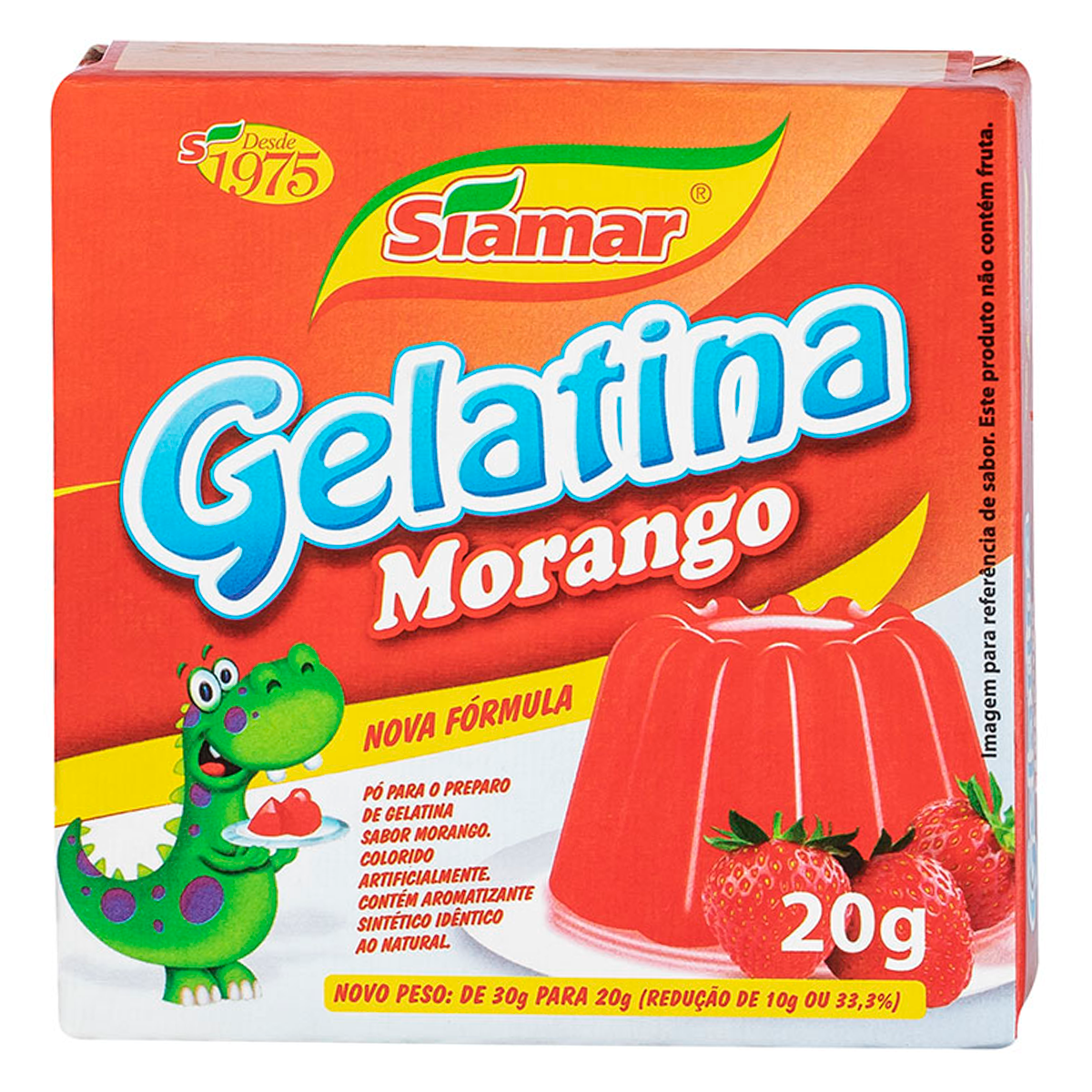 Gelatina em P&oacute; Morango Siamar Caixa 20g