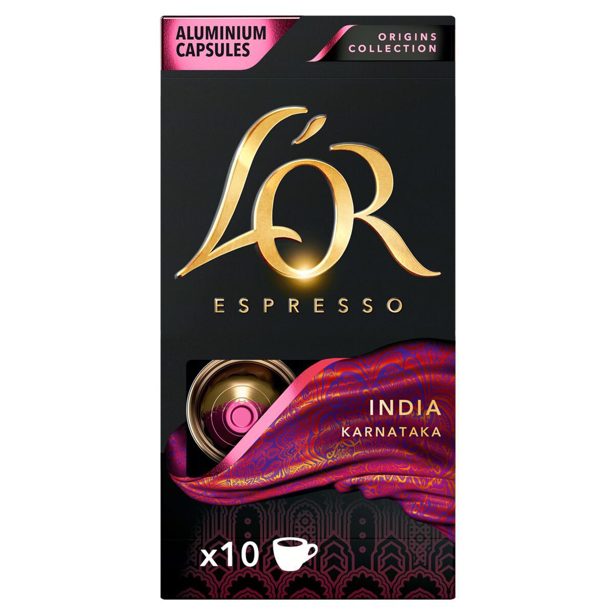 Caf&eacute; Espresso em C&aacute;psula India L'or Caixa 52g C/10 Unidades