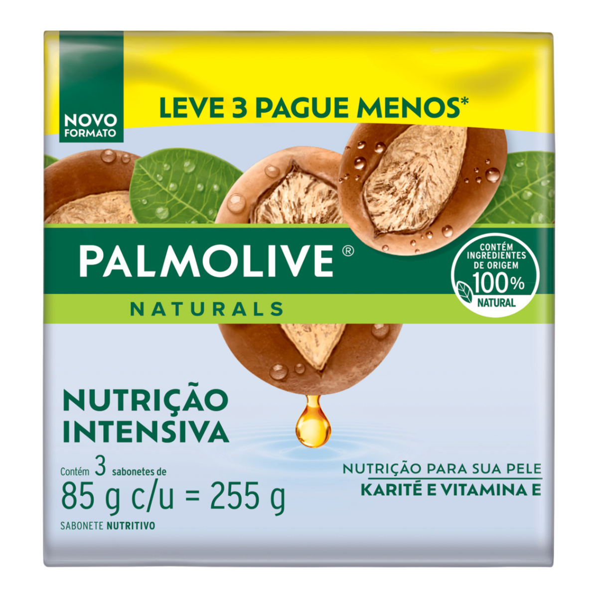 Pack Sabonete Barra Karit&eacute; e Vitamina E Palmolive Naturals Nutri&ccedil;&atilde;o Intensiva Envolt&oacute;rio 255g 3 Unidades Leve Mais Pague Menos