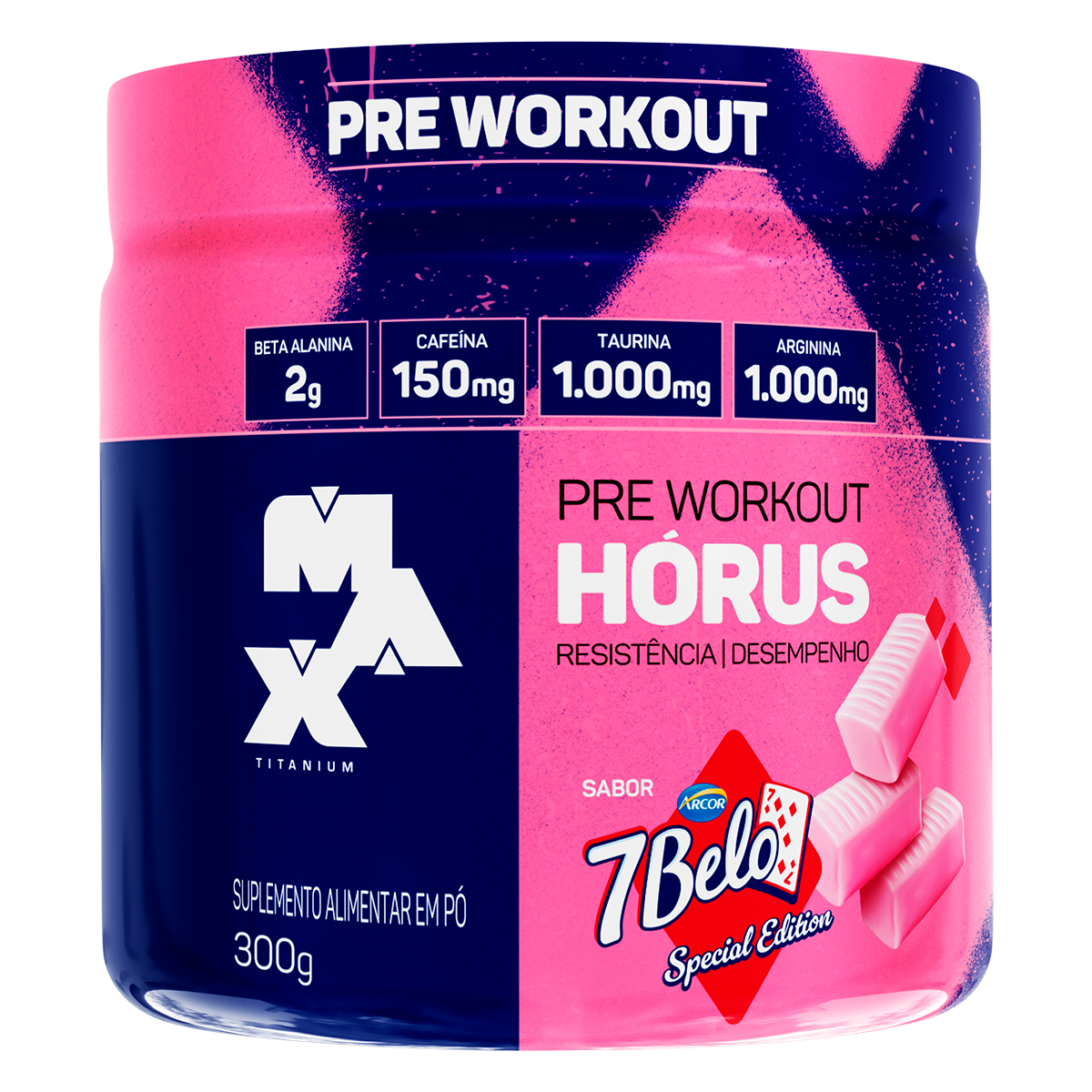 Suplemento Alimentar em P&oacute; 7 Belo Pr&eacute; Treino H&oacute;rus Max Titanium Pote 300g
