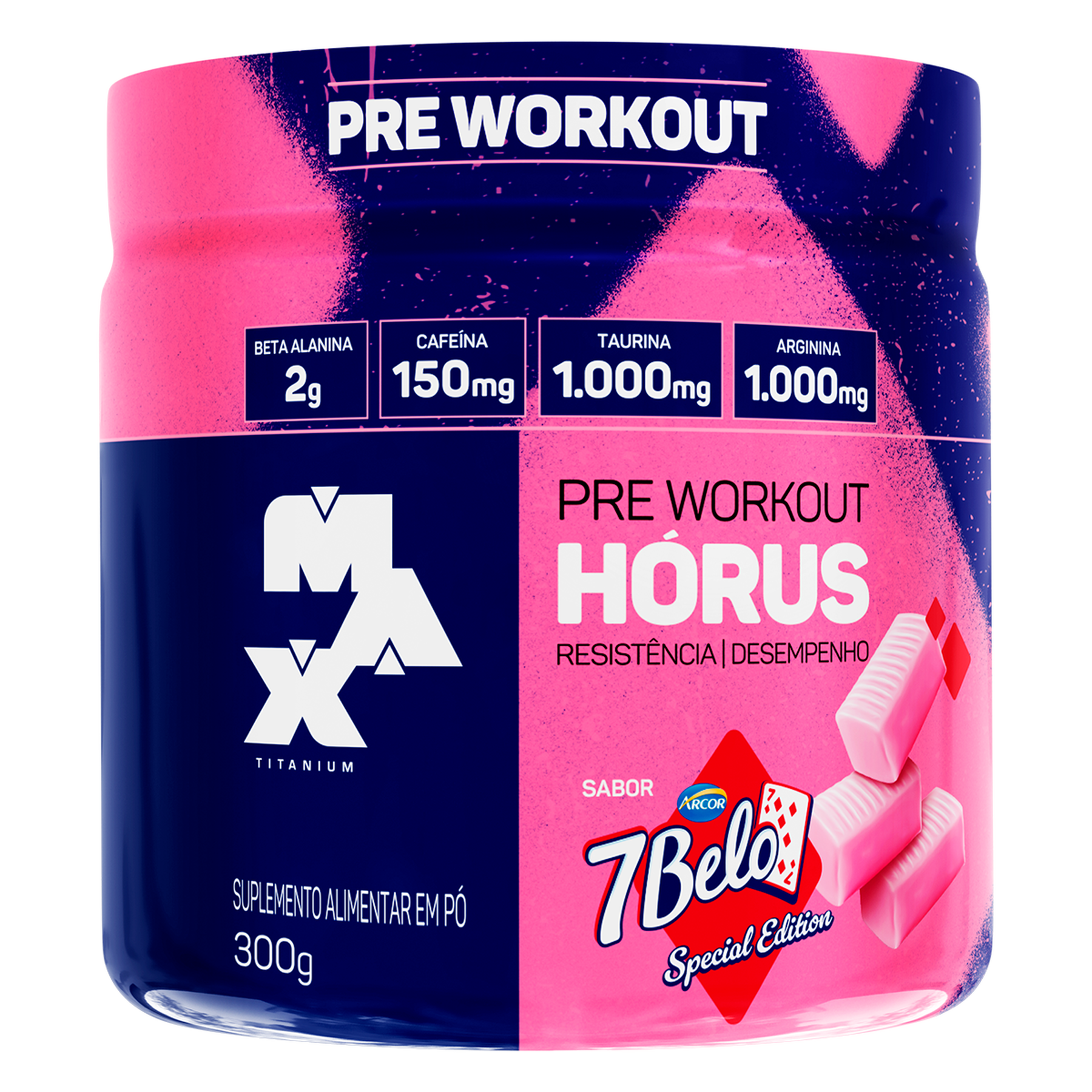 Suplemento Alimentar em P&oacute; 7 Belo Pr&eacute; Treino H&oacute;rus Max Titanium Pote 300g