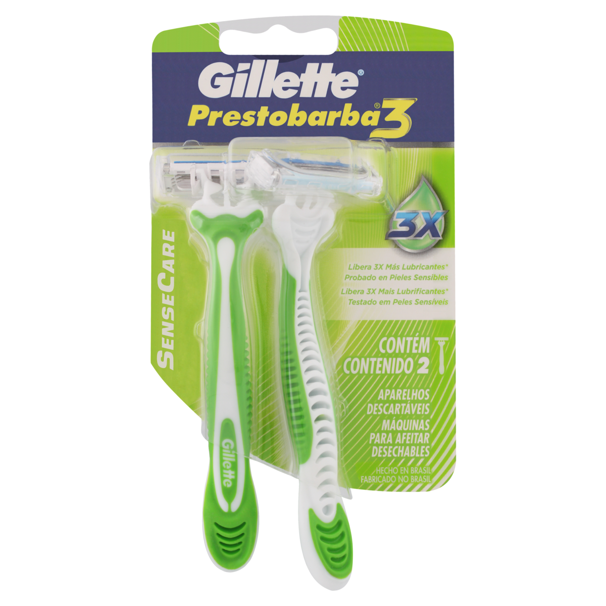 Aparelho Descart&aacute;vel para Barbear Gillette Prestobarba3 SenseCare C/2 Unidades
