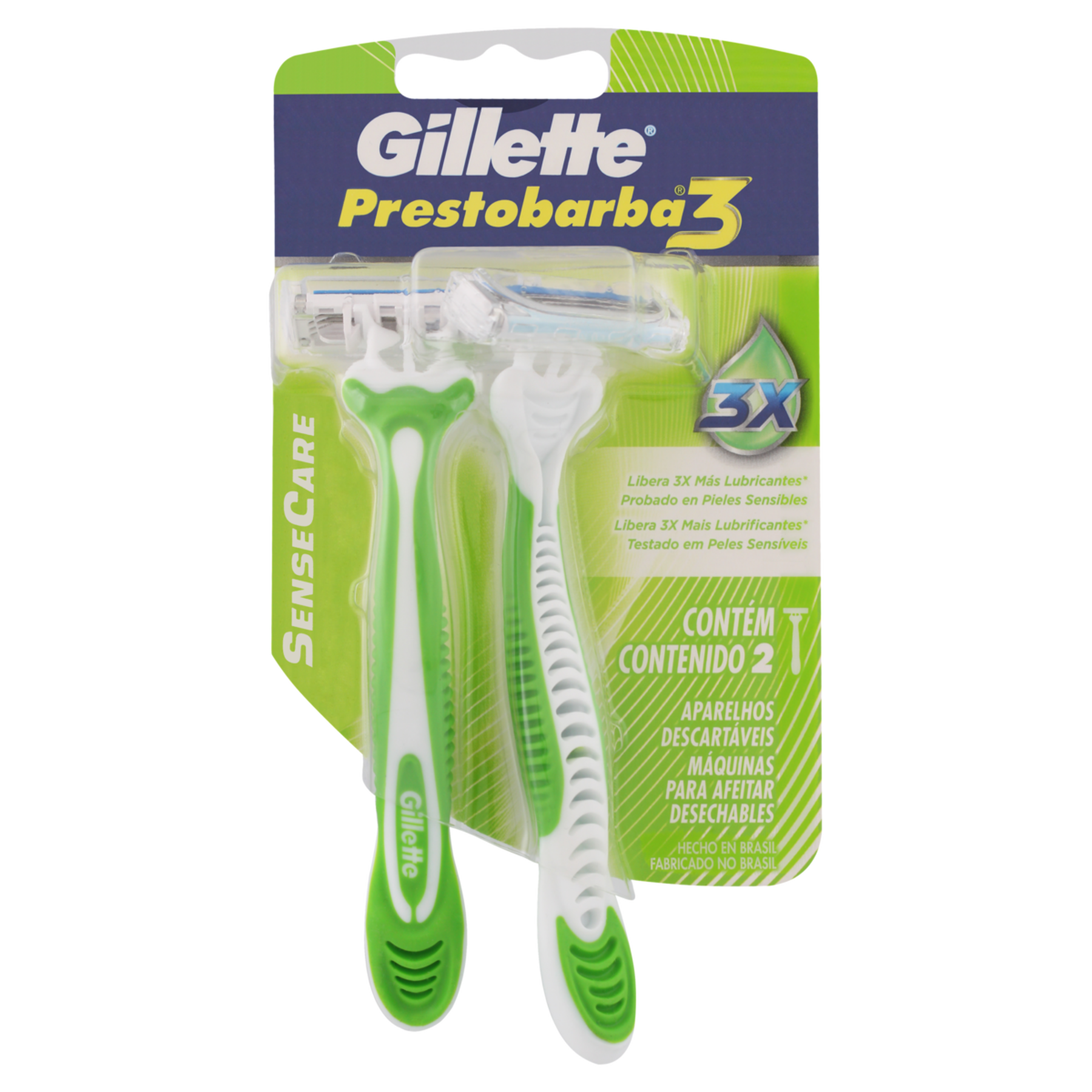 Aparelho Descart&aacute;vel para Barbear Gillette Prestobarba3 SenseCare C/2 Unidades