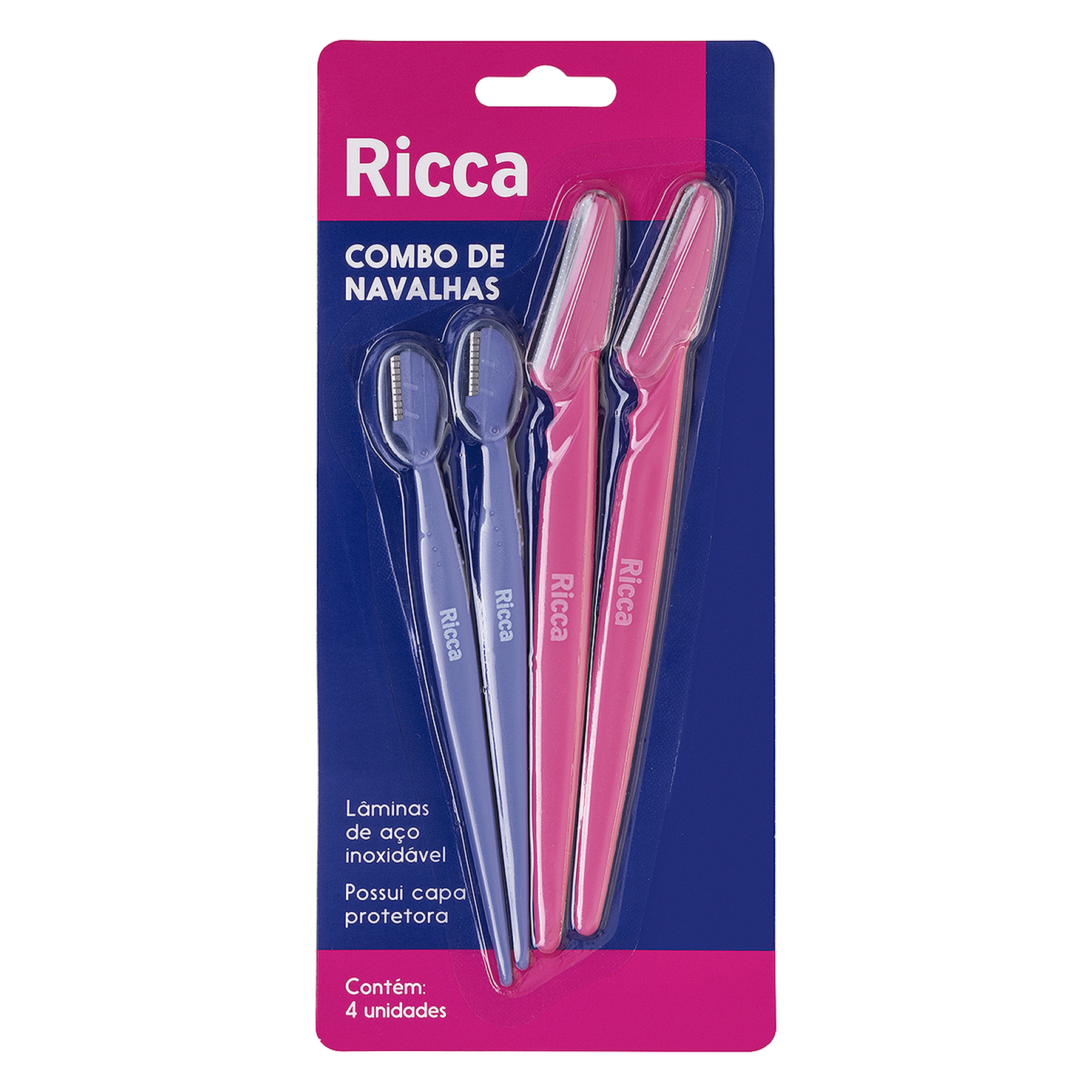 Navalha para Sobrancelha Ricca Ref. 641 C/4 Unidades