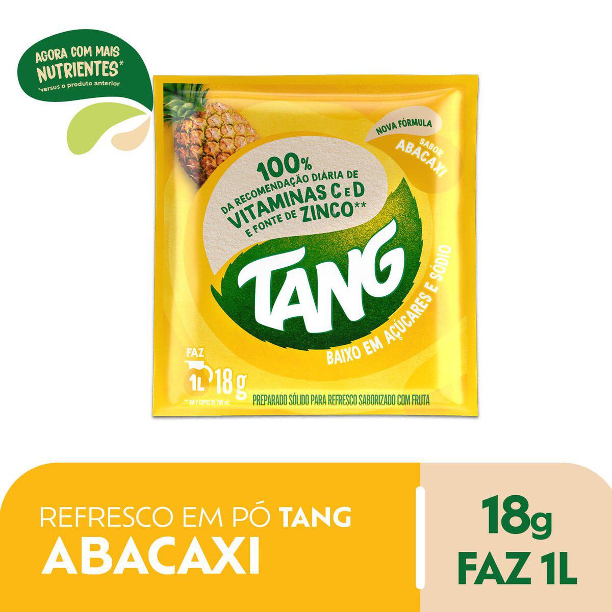 Refresco em P&oacute; Abacaxi Tang Pacote 18g