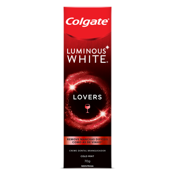 Creme Dental Branqueador Cold Mint Luminous White Lovers Vinho Colgate Caixa 70g