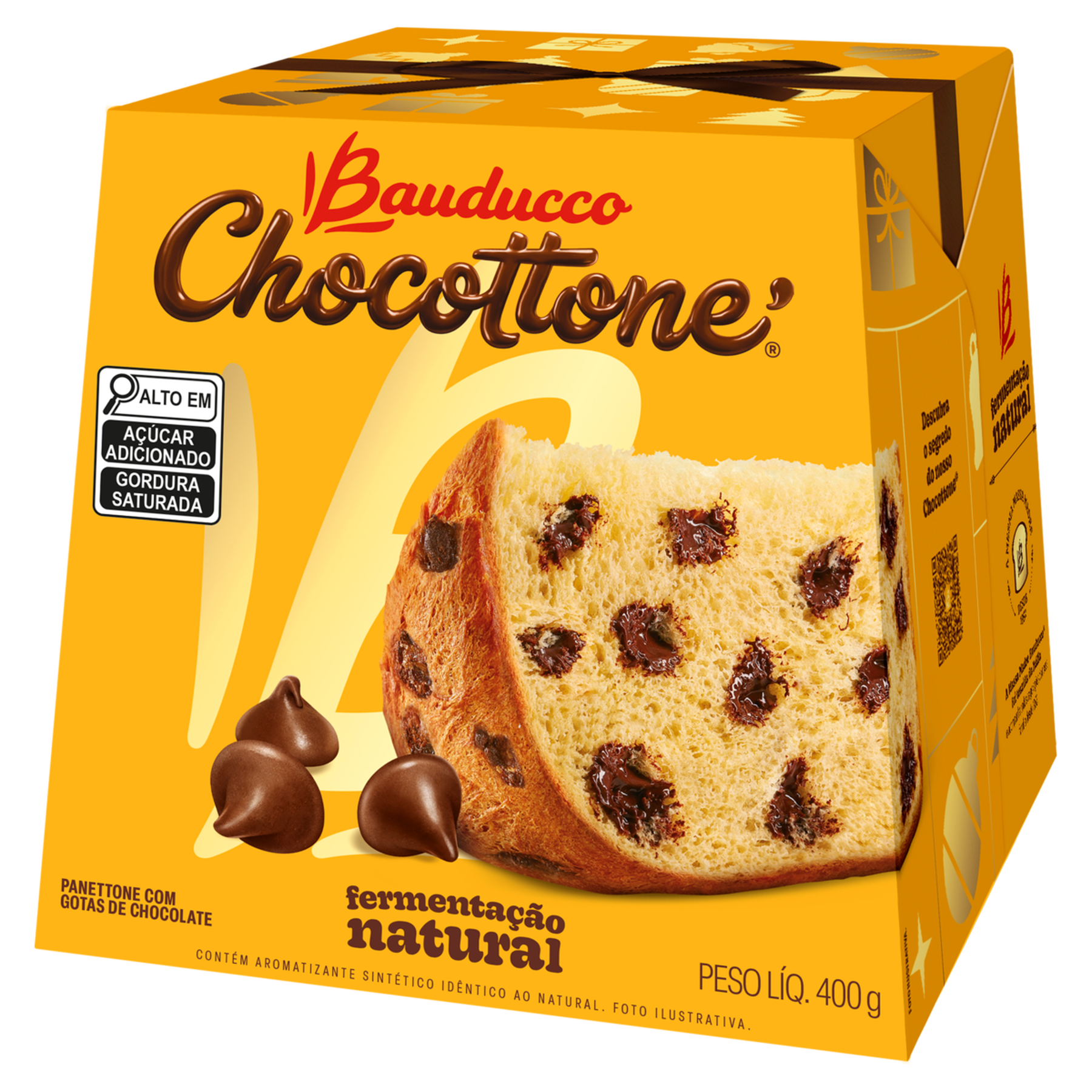 Panettone com Gotas de Chocolate Chocottone Bauducco Caixa 400g