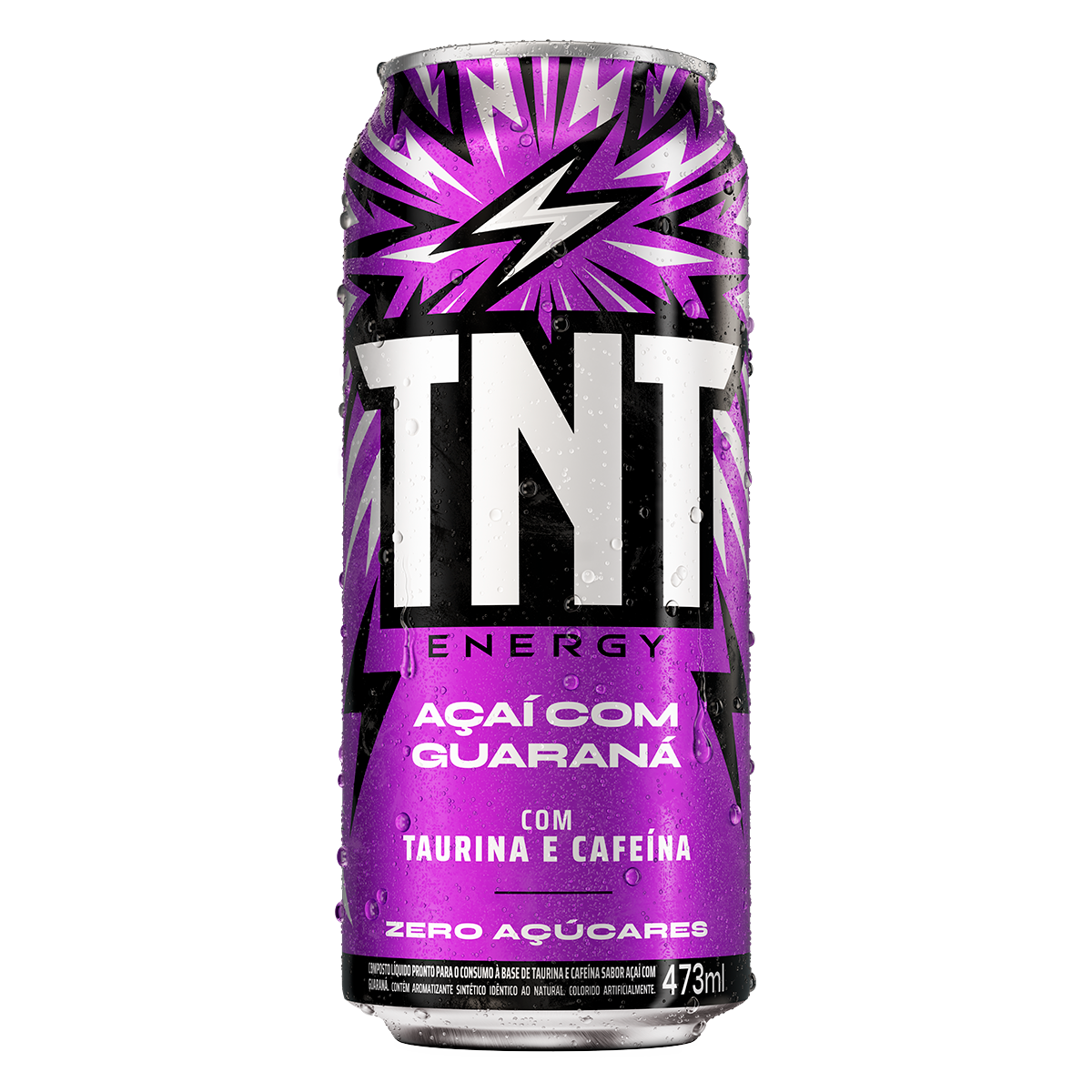 Energ&eacute;tico A&ccedil;a&iacute; com Guaran&aacute; Zero A&ccedil;&uacute;car TNT Lata 473ml