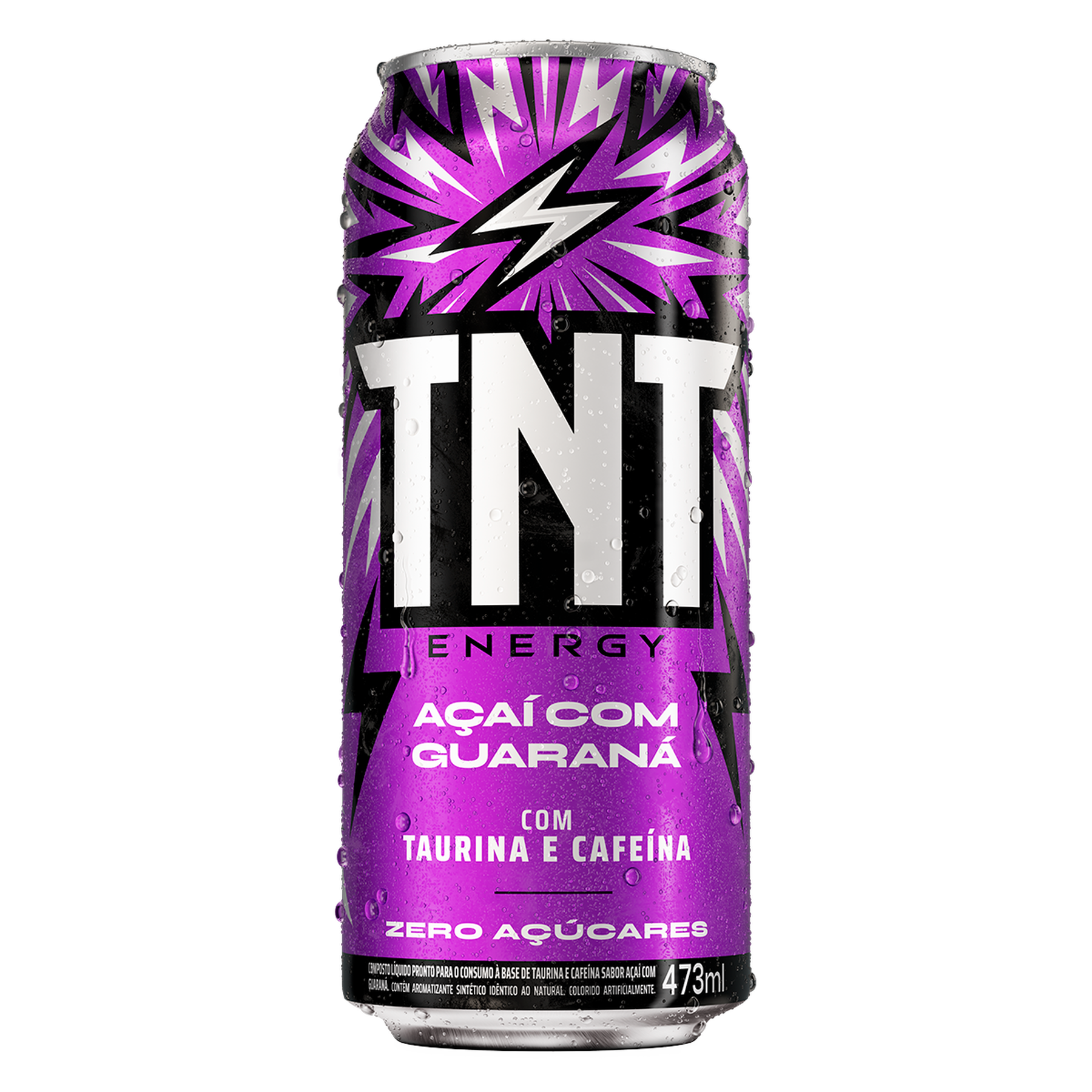 Energ&eacute;tico A&ccedil;a&iacute; com Guaran&aacute; Zero A&ccedil;&uacute;car TNT Lata 473ml