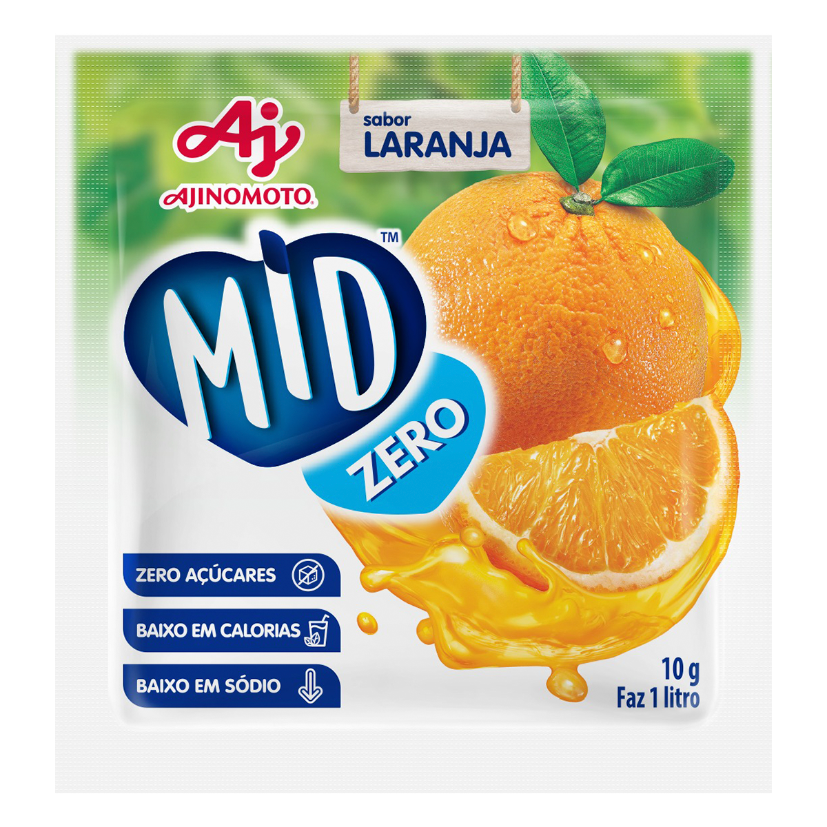 Refresco em P&oacute; Laranja Mid Zero Pacote 10g