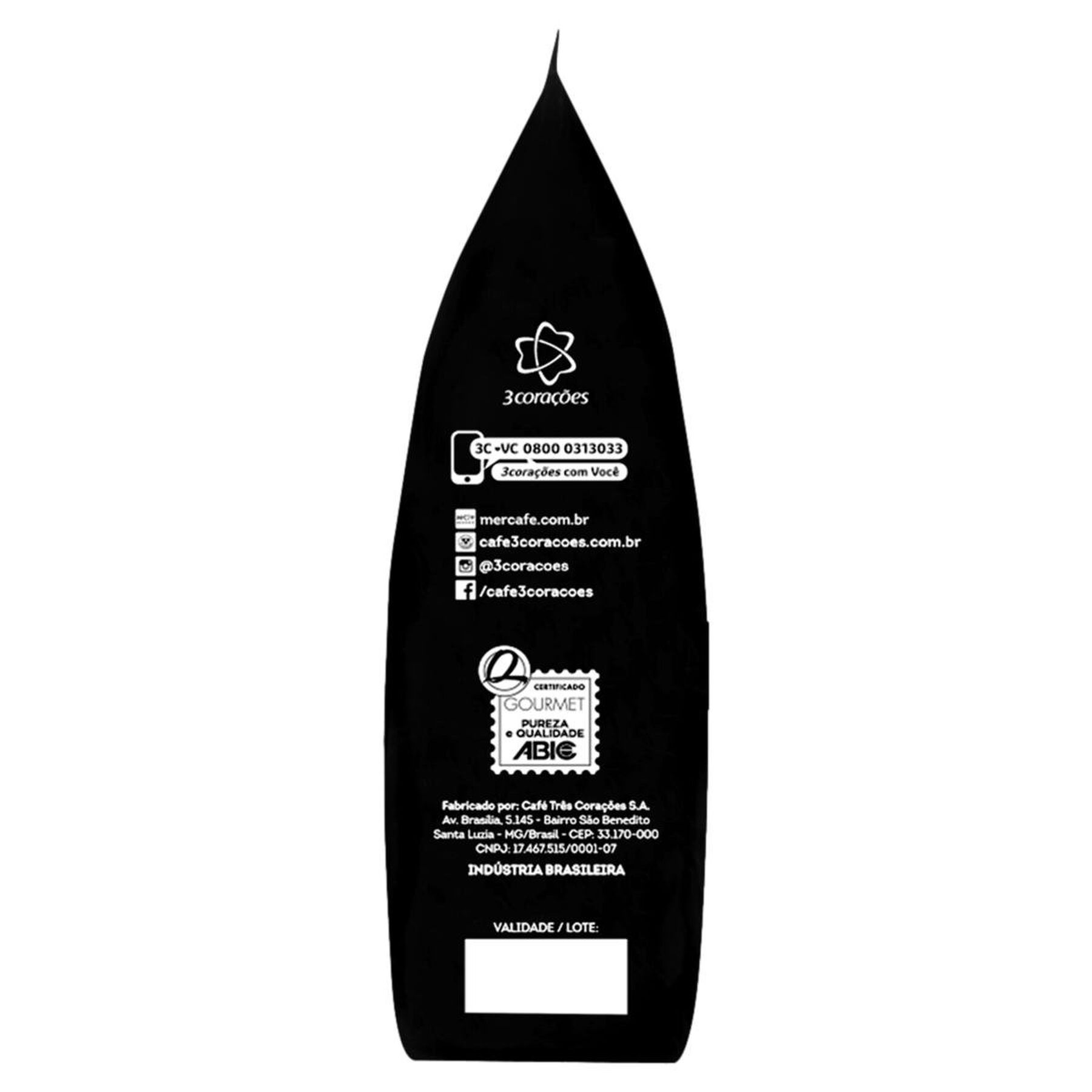 Caf&eacute; Torrado e Mo&iacute;do Dark Roast 3 Cora&ccedil;&otilde;es Gourmet Pacote 250g