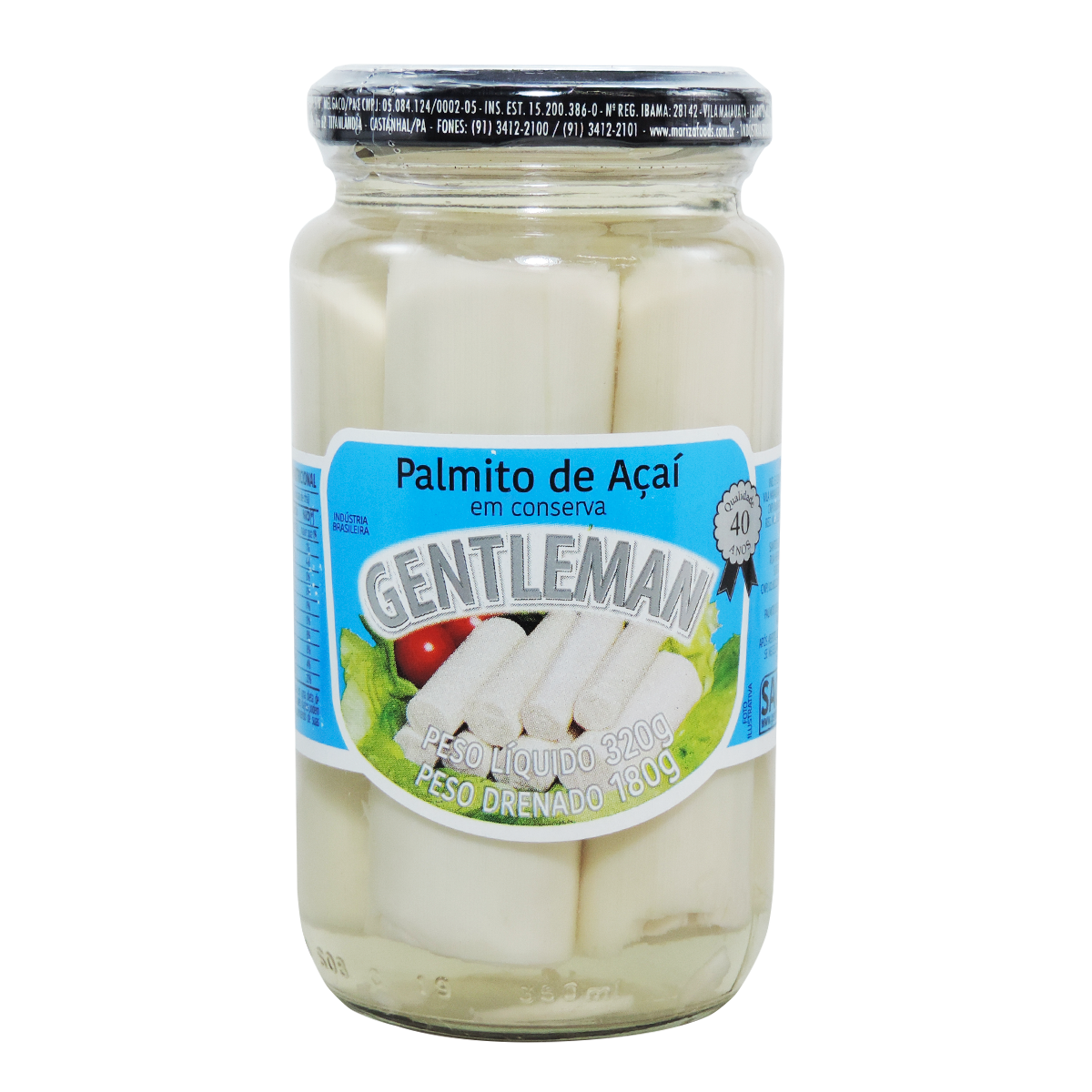 Palmito A&ccedil;a&iacute; Tolete Gentleman Vidro 180g