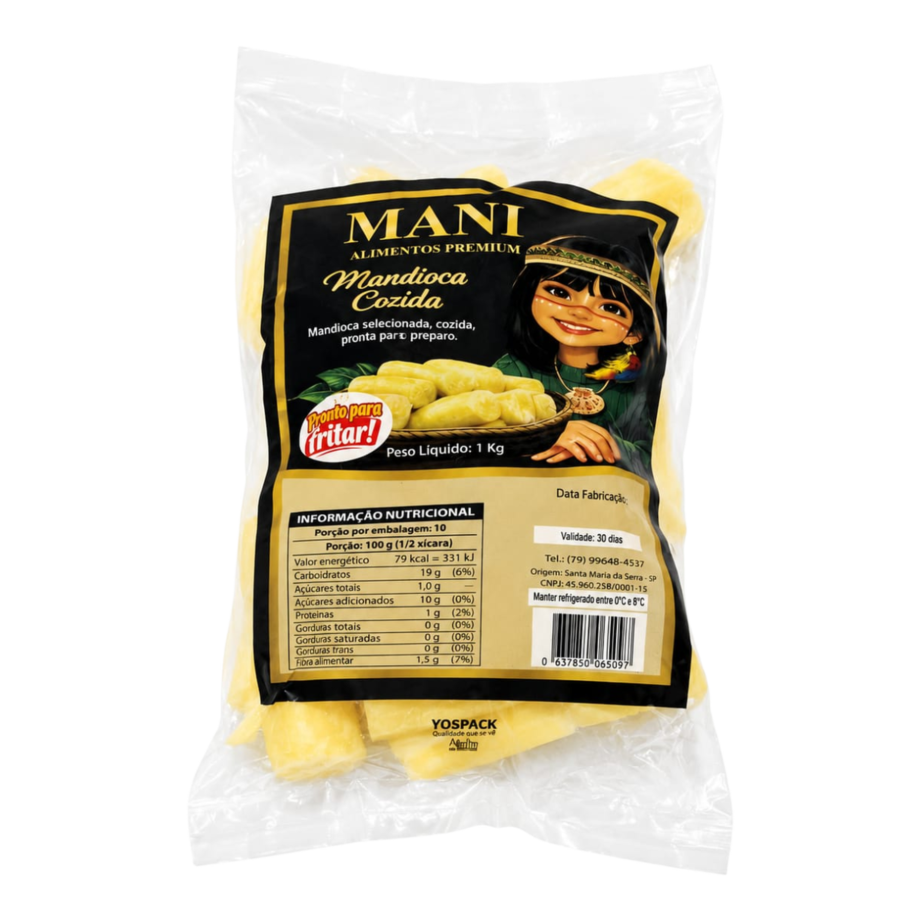 Mandioca Cozida Mani Pacote 1kg