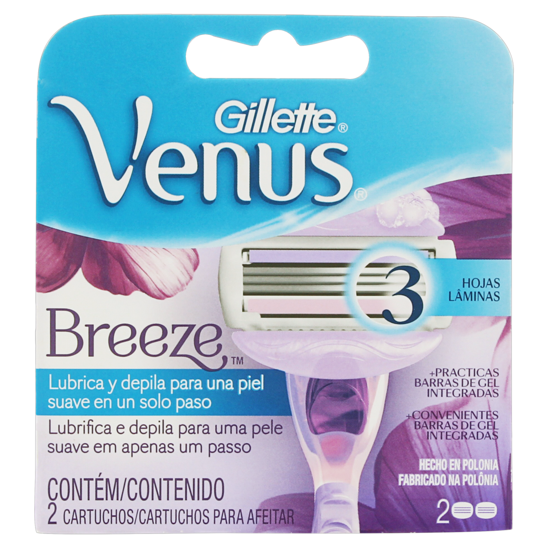 Carga para Aparelho de Depilar Descartável Gillette Venus Breeze 2 Unidades