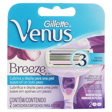 Carga para Aparelho de Depilar Descartável Gillette Venus Breeze 2 Unidades