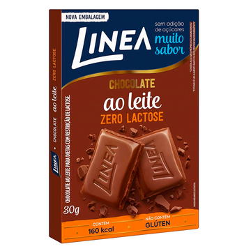 Chocolate Ao Leite Zero Lactose Sem Açúcar Linea Caixa 30g