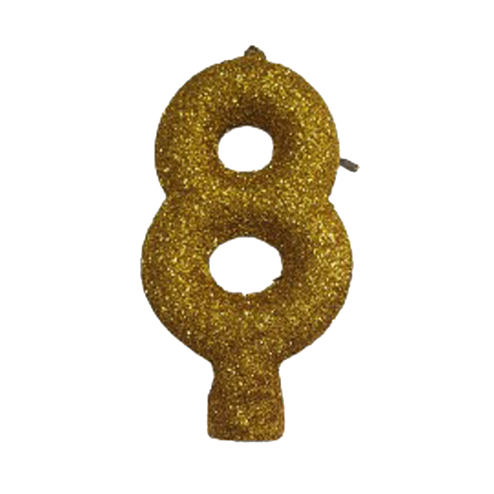 Vela Anivers&aacute;rio Glitter 8 Ouro Valves Festas